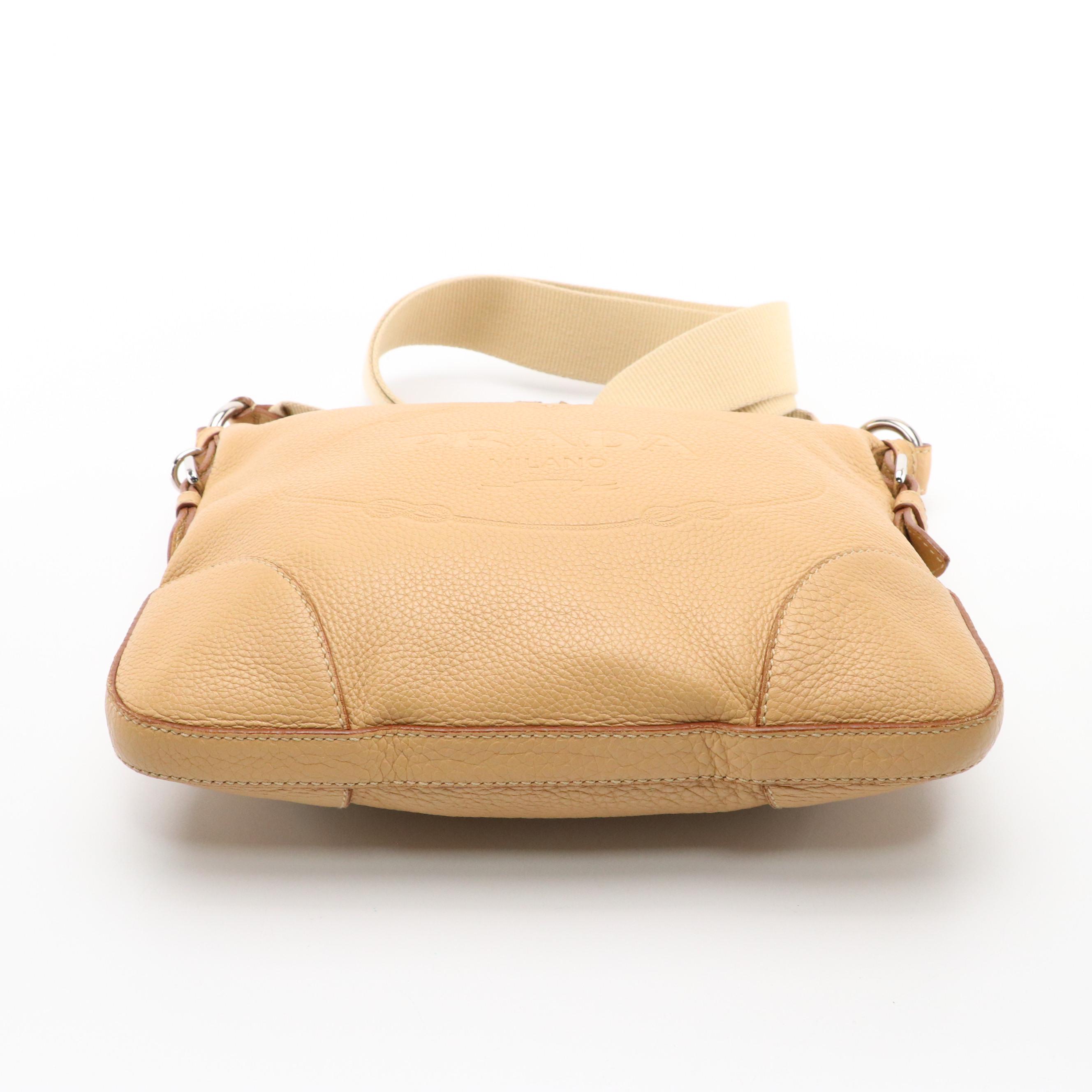 Prada Logo Crossbody Bag BT0531 in Sabbia Vitello Daino Leather