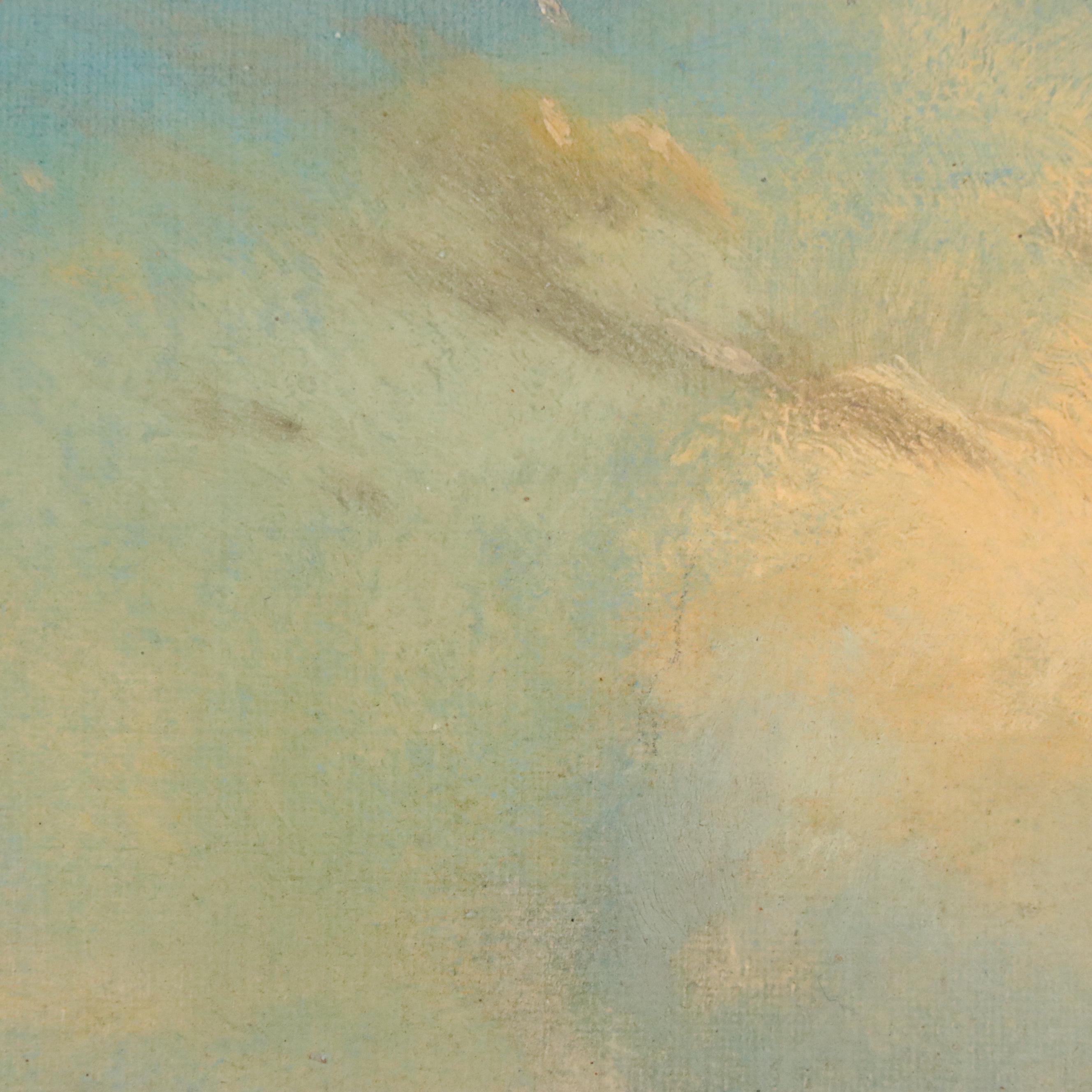 Cityscape Oil Painting "India Near Colombo," Early 20th Century