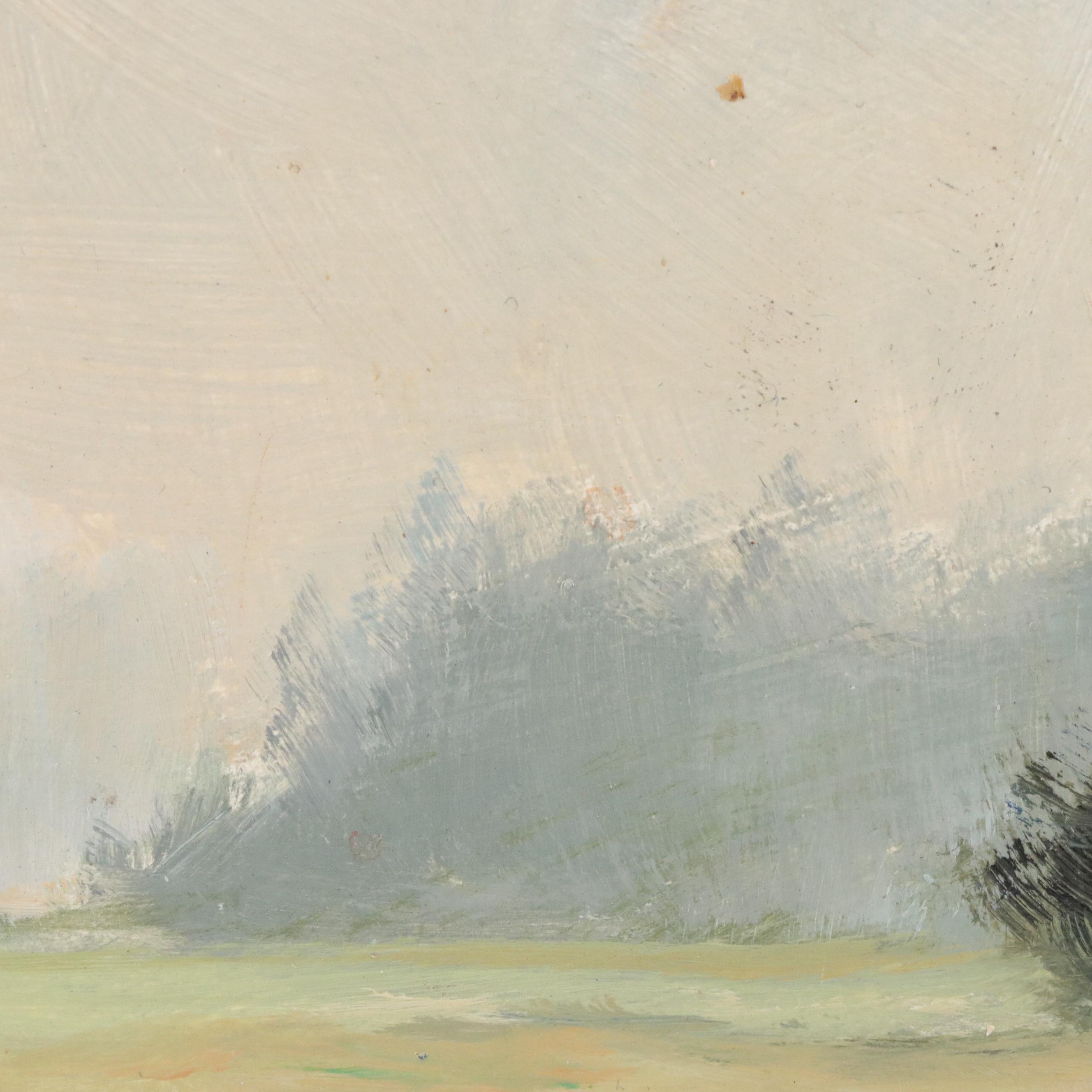 Jef Janssens Pasture Landscape with Cows Miniature Oil Painting