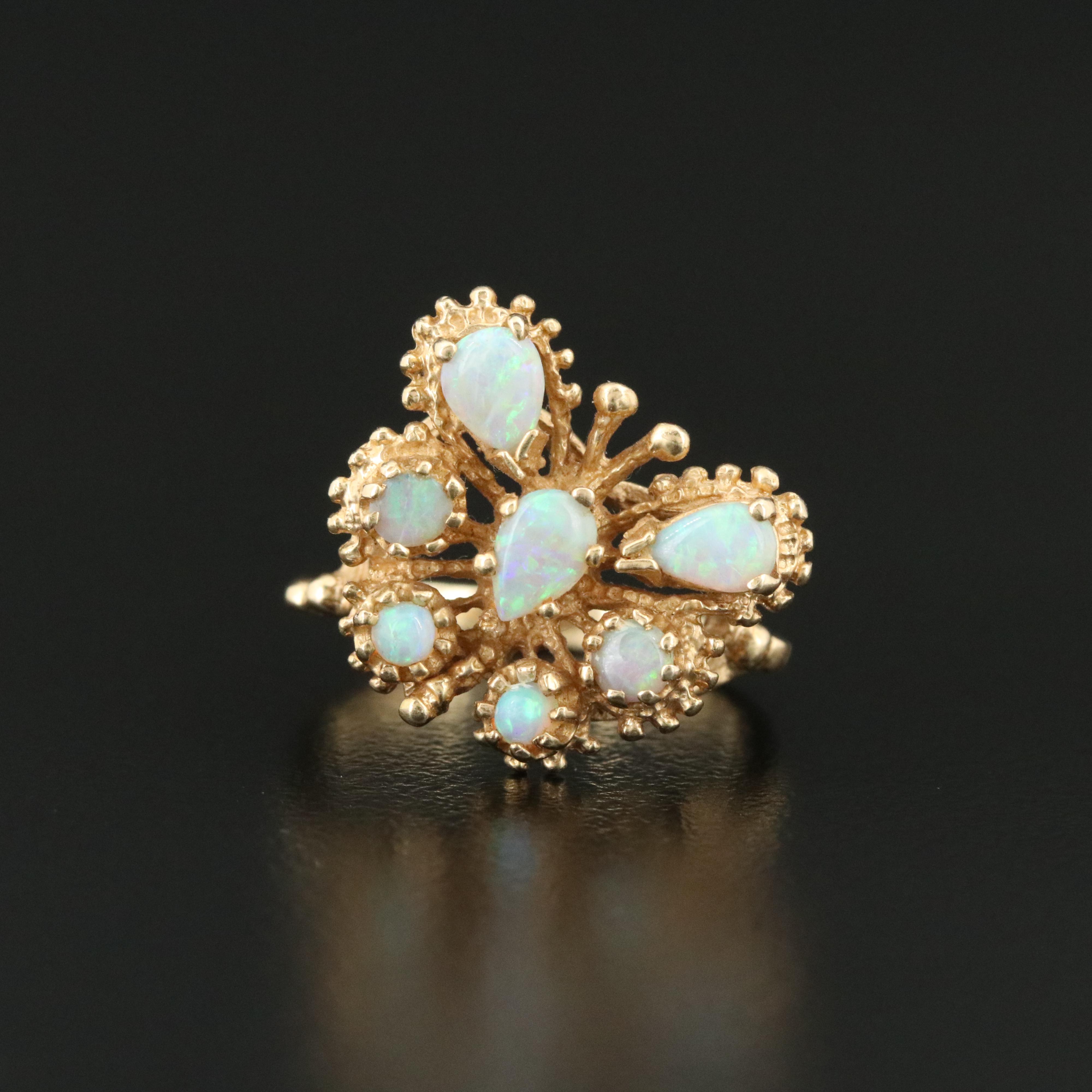14K Opal Butterfly Ring