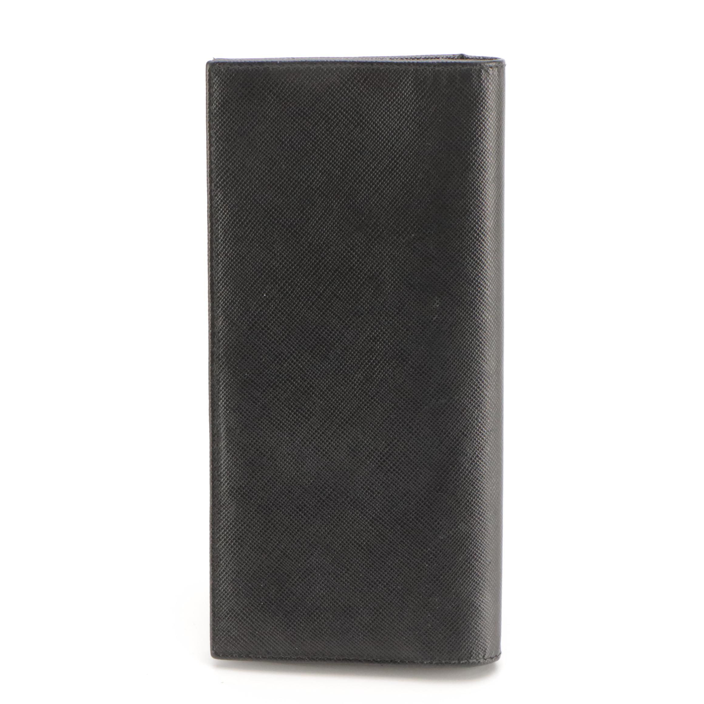 Prada Long Bifold Wallet in Black Saffiano Leather