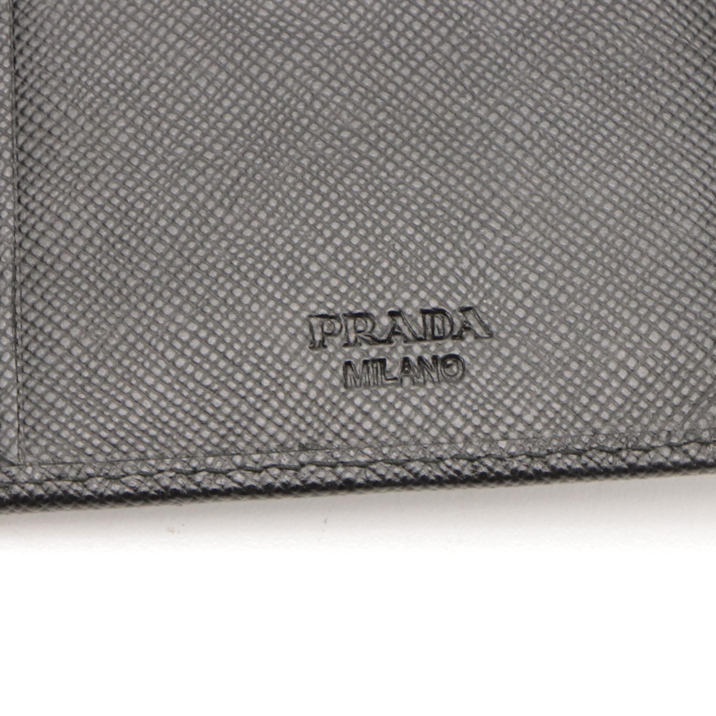 Prada Long Bifold Wallet in Black Saffiano Leather