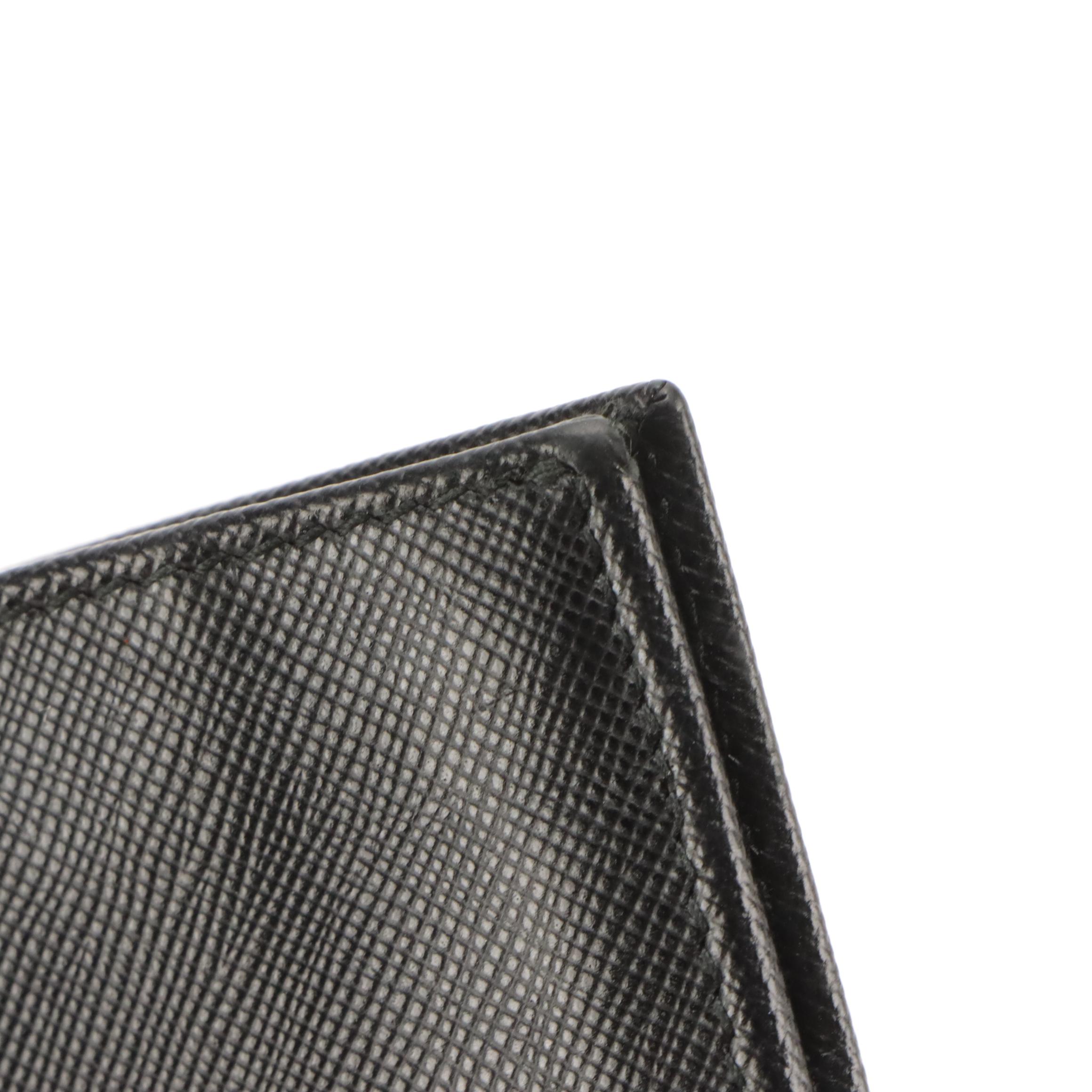 Prada Long Bifold Wallet in Black Saffiano Leather
