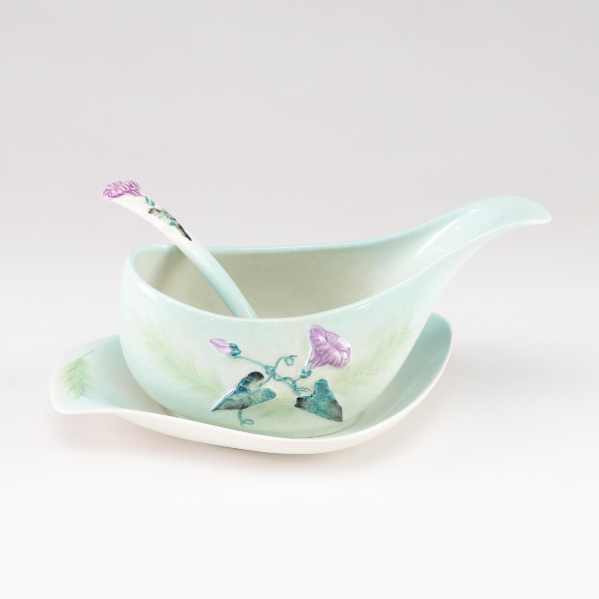 Bovano Enameled Iris Figurine, Carlton Ware Morning Glory Gravy Boat, and More