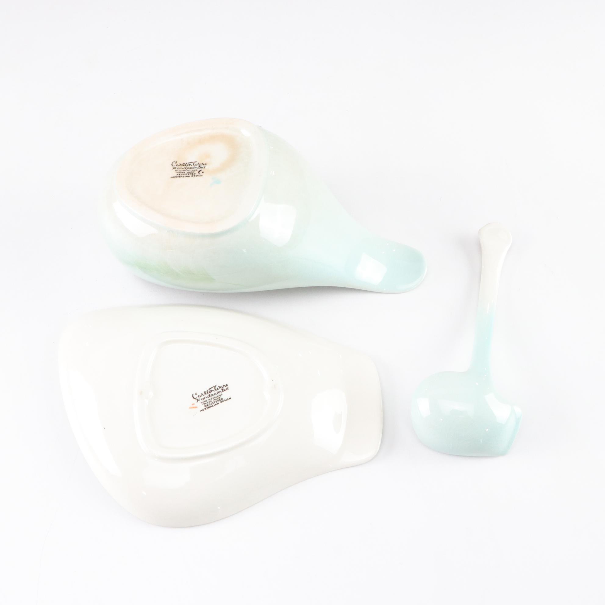 Bovano Enameled Iris Figurine, Carlton Ware Morning Glory Gravy Boat, and More