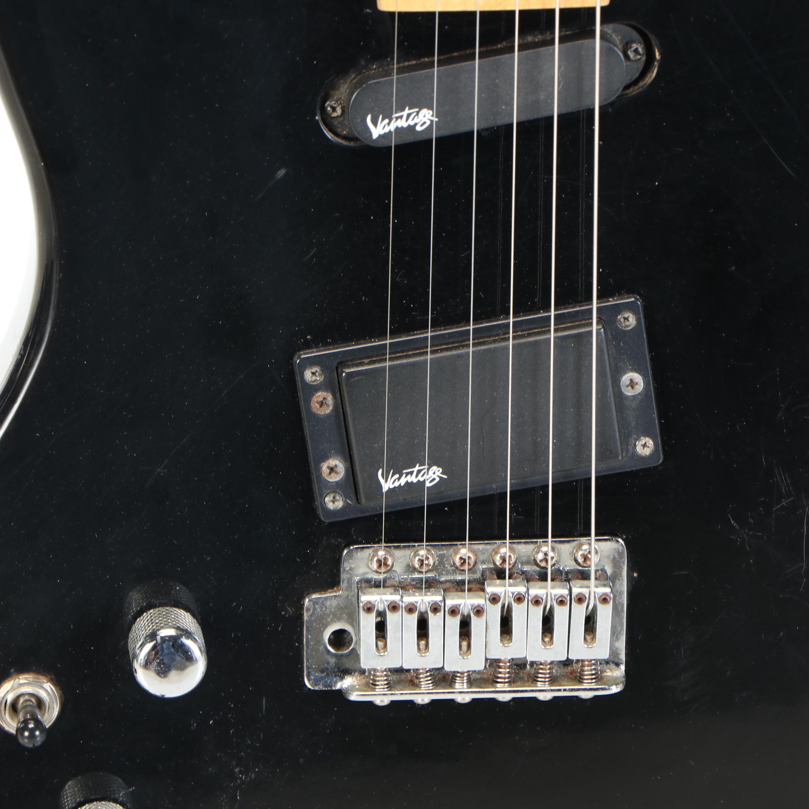 Vantage Left-Handed Black Enamel Electric Guitar