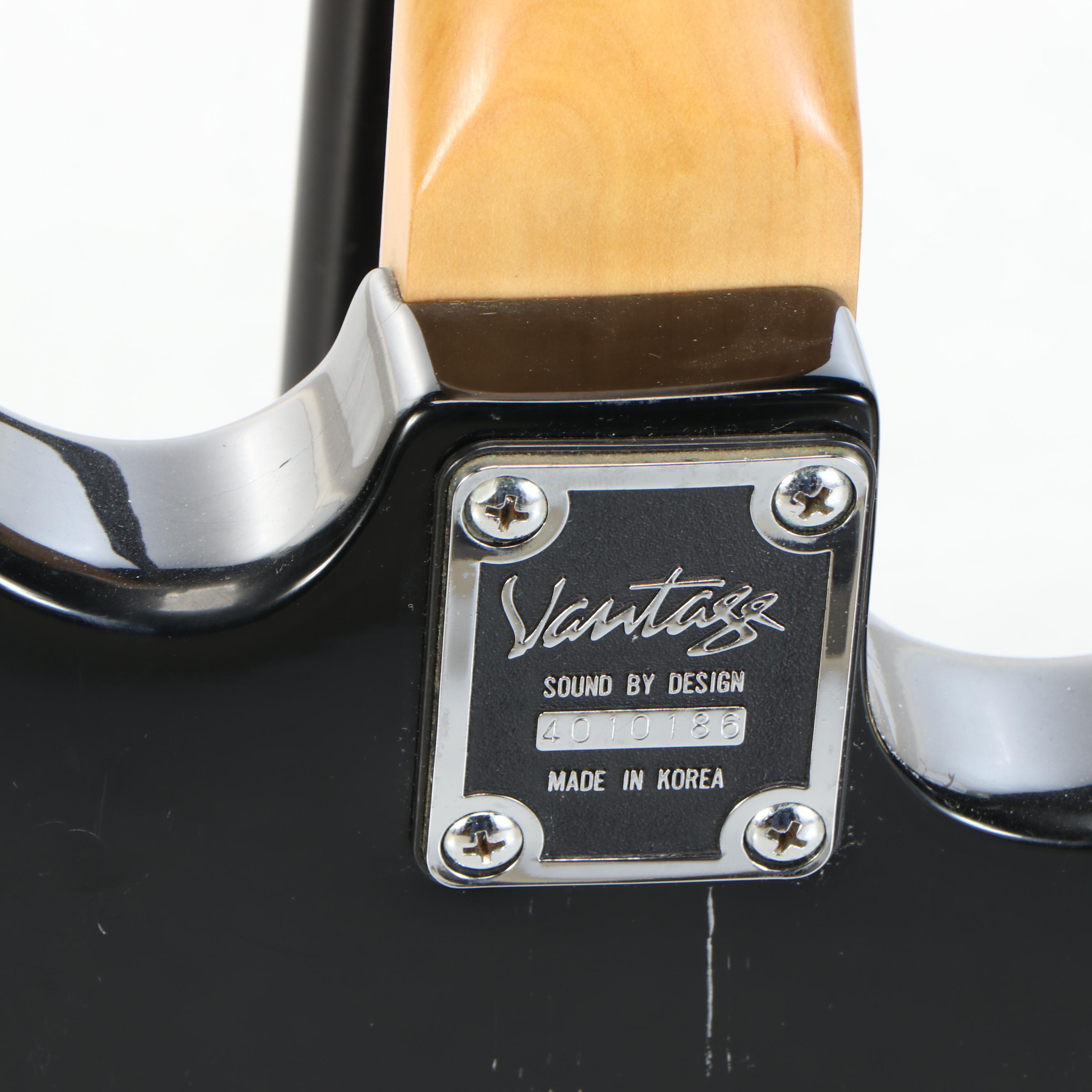 Vantage Left-Handed Black Enamel Electric Guitar