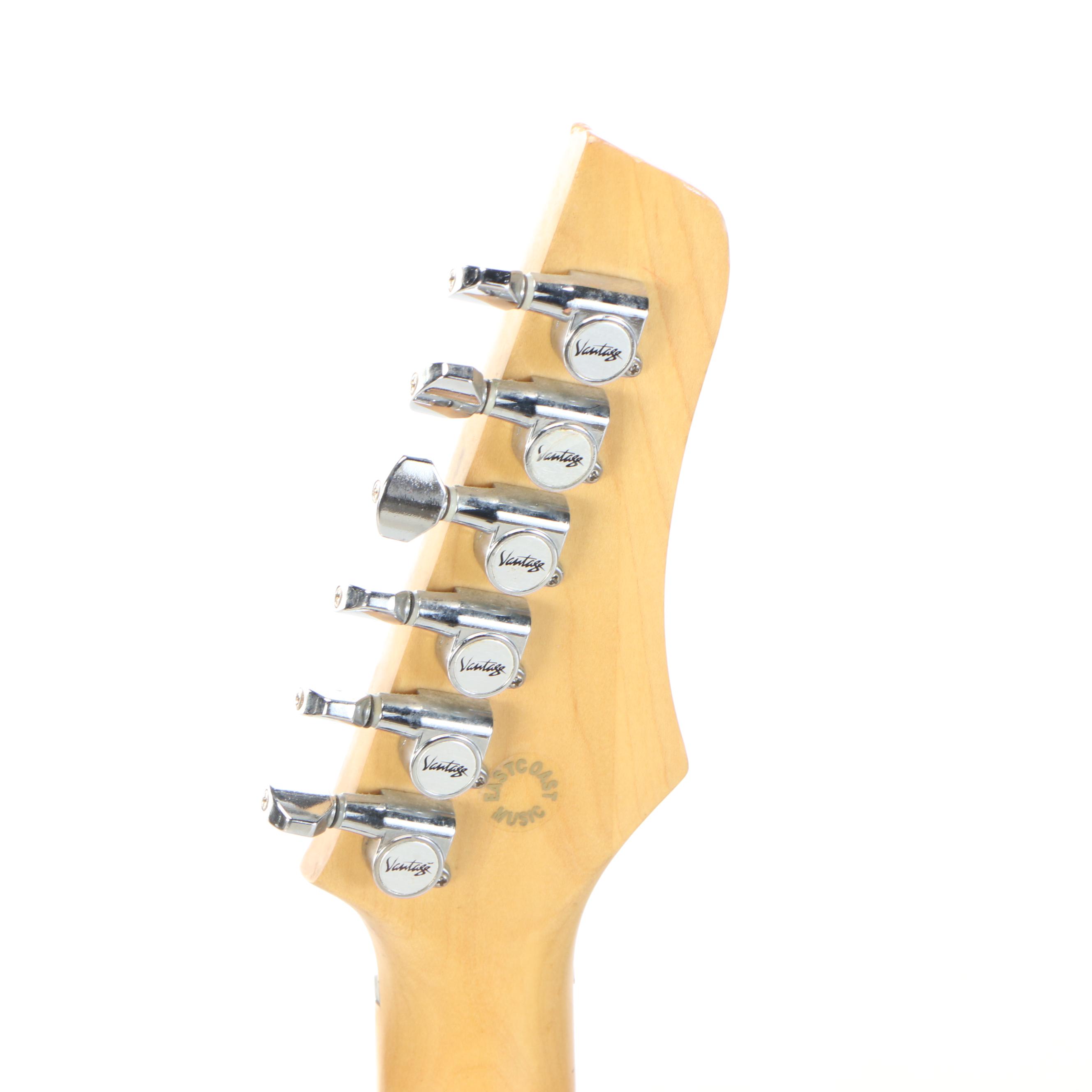 Vantage Left-Handed Black Enamel Electric Guitar