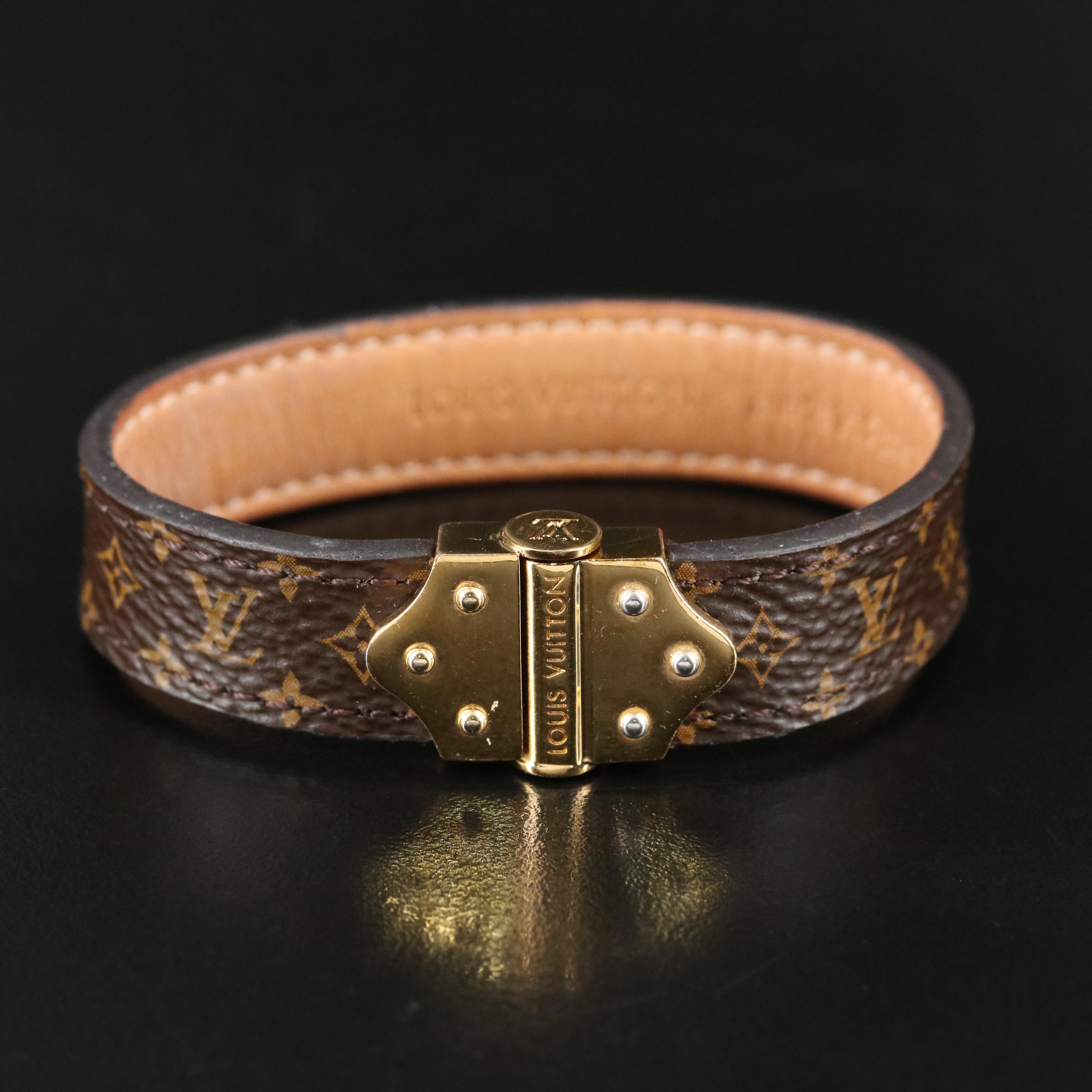 Louis Vuitton Brown Leather Monogram Bracelet