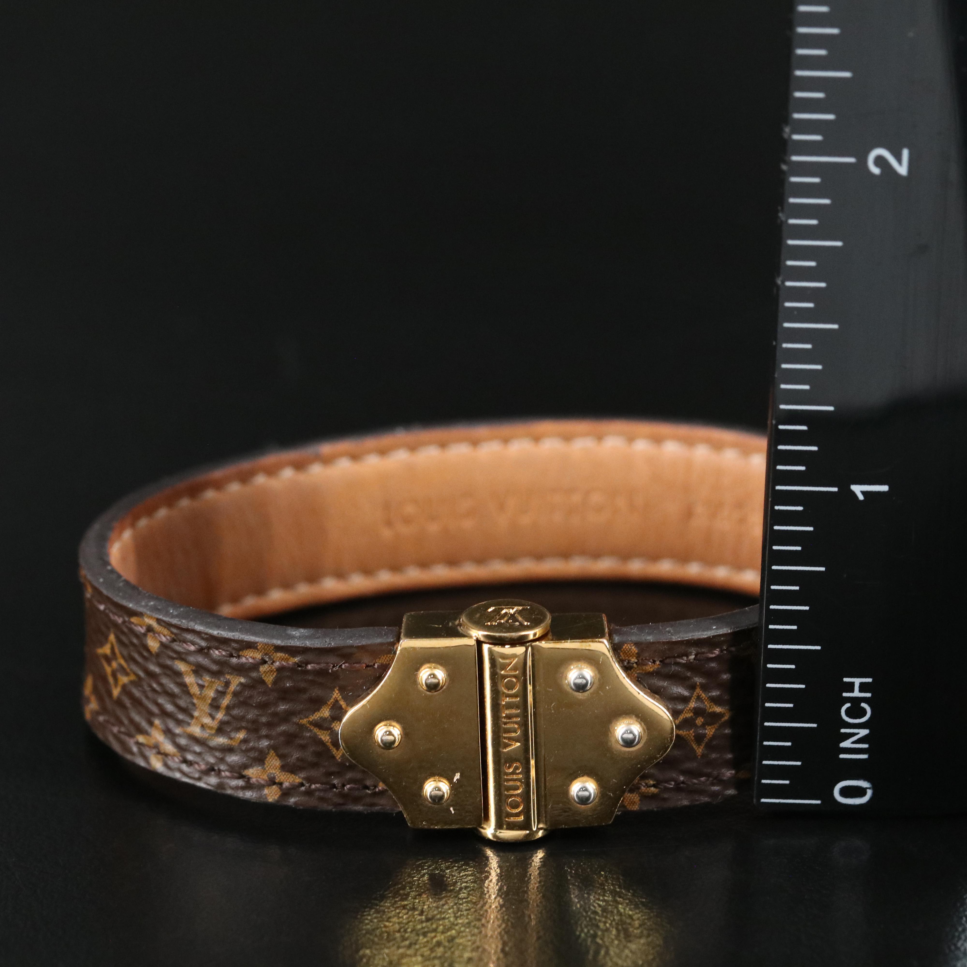 Louis Vuitton Brown Leather Monogram Bracelet