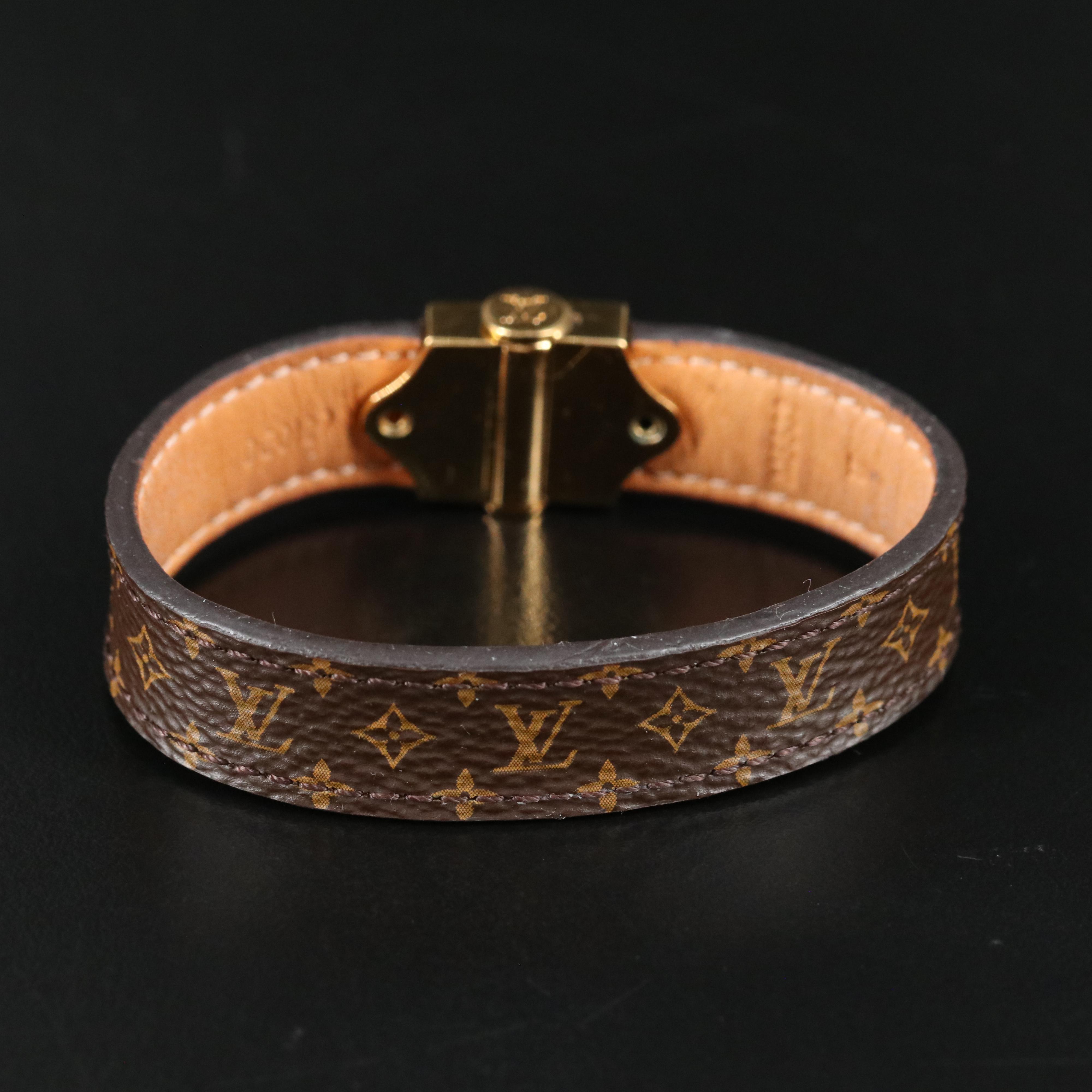 Louis Vuitton Brown Leather Monogram Bracelet