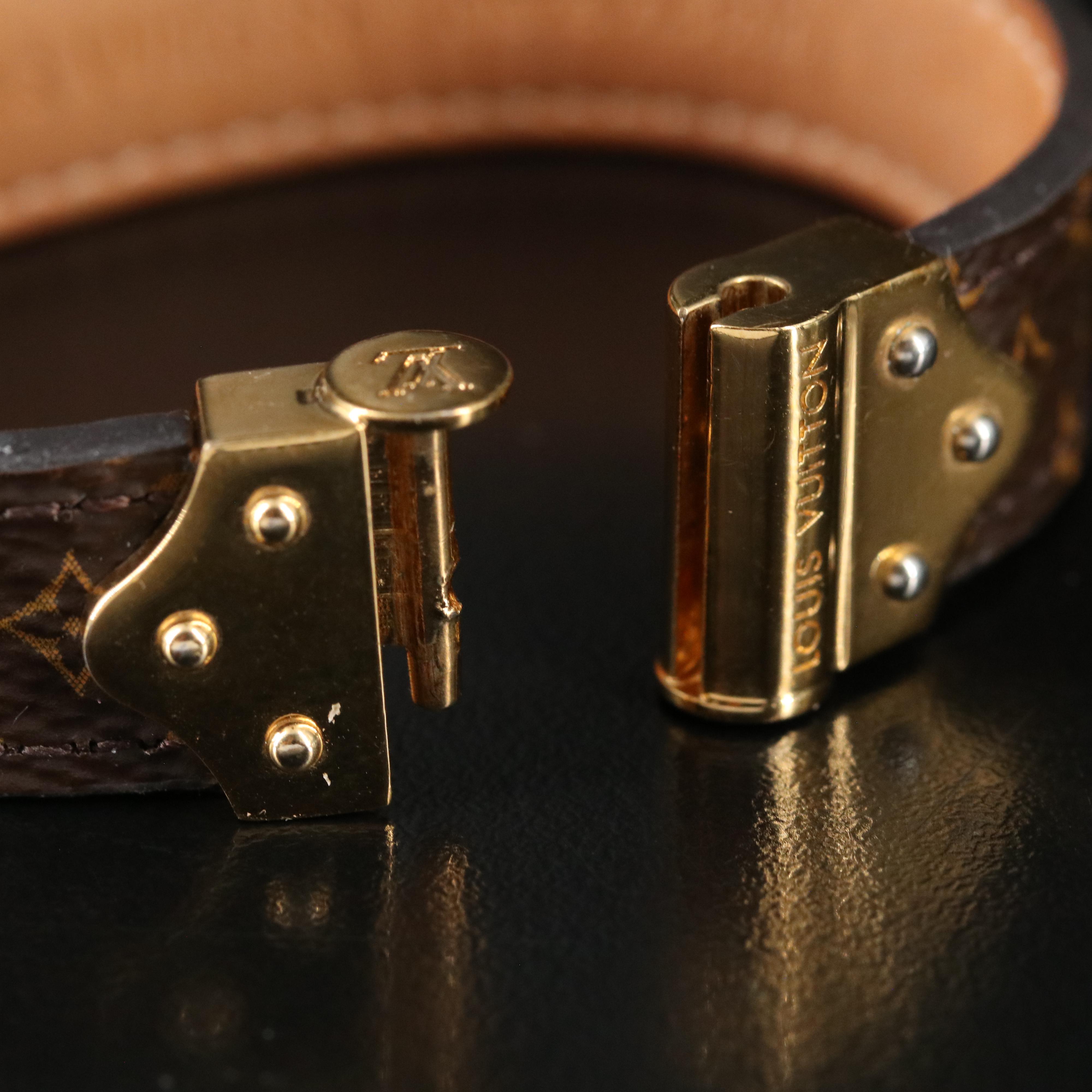 Louis Vuitton Brown Leather Monogram Bracelet