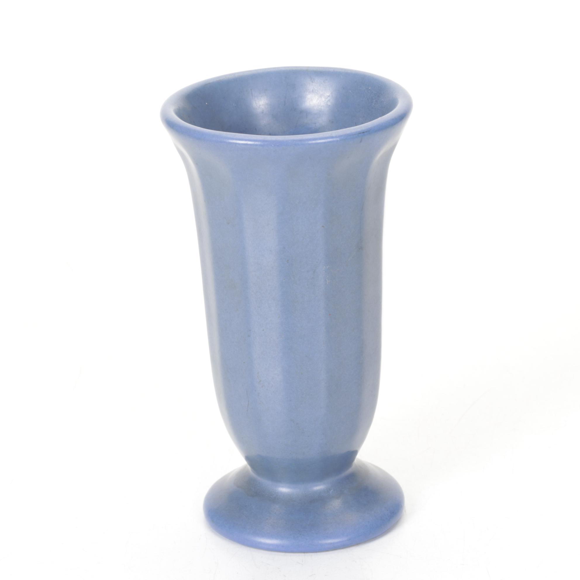 Studio Pottery Green Barrel Mugs, Leaf Dish and Indigo Blue Vase, Mid 20th C.