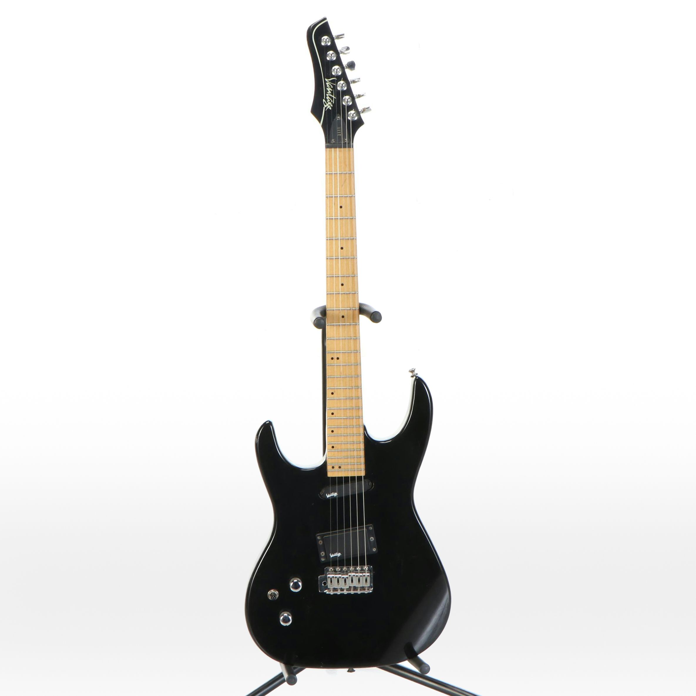 Vantage Left-Handed Black Enamel Electric Guitar