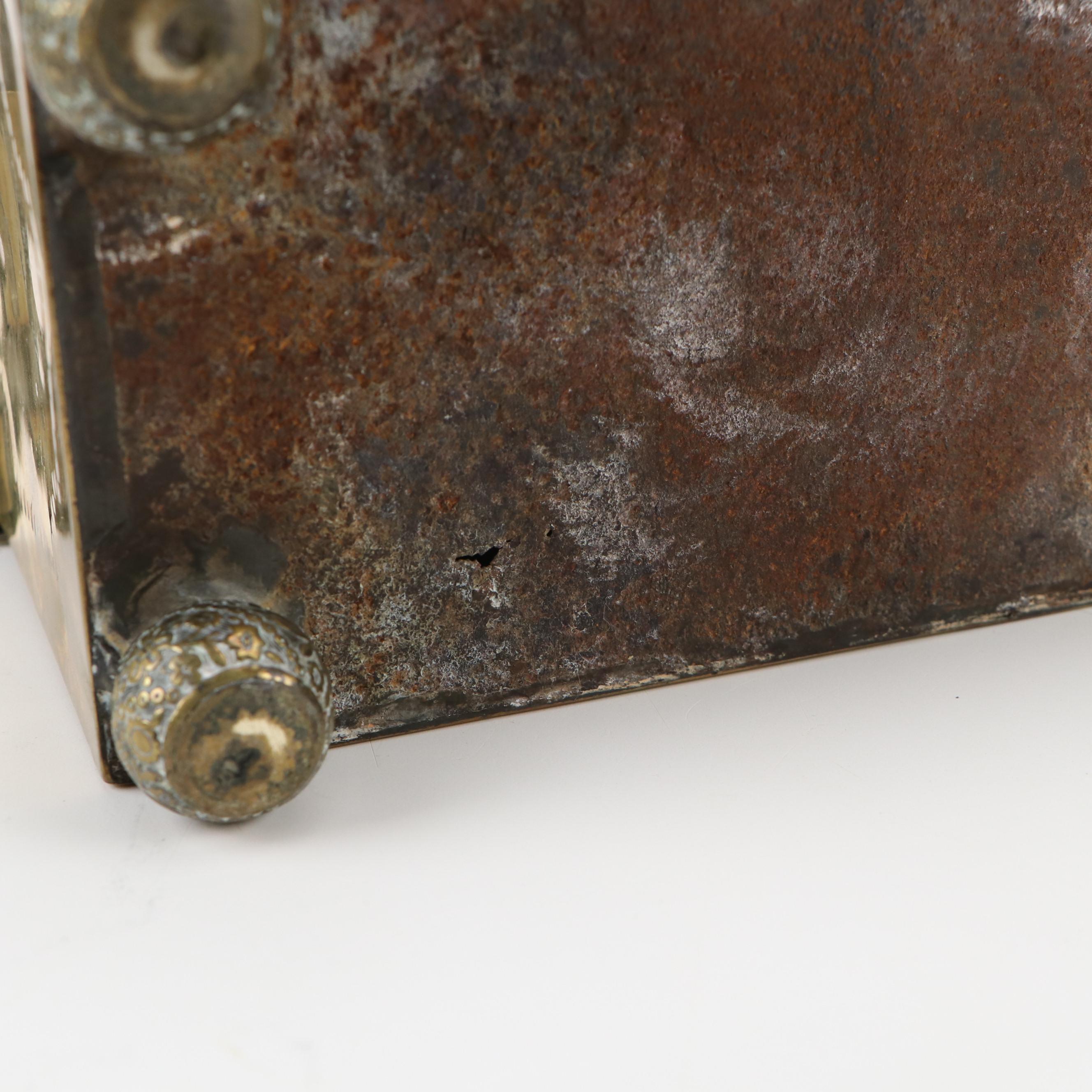 Brass Tobacco Honor Box with Key and Coins