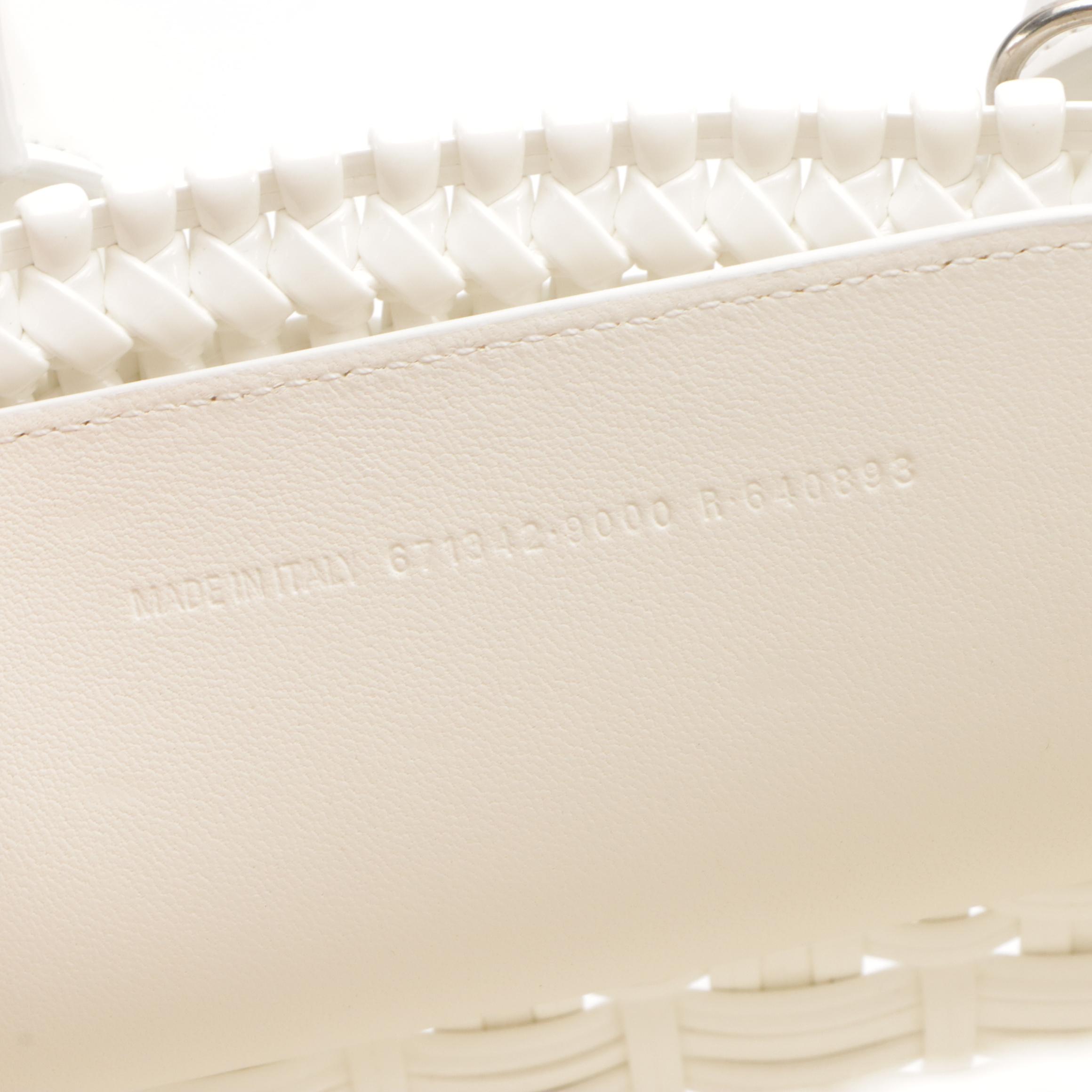 Balenciaga Bistro Basket Tote in White Wicker-Woven Faux Leather