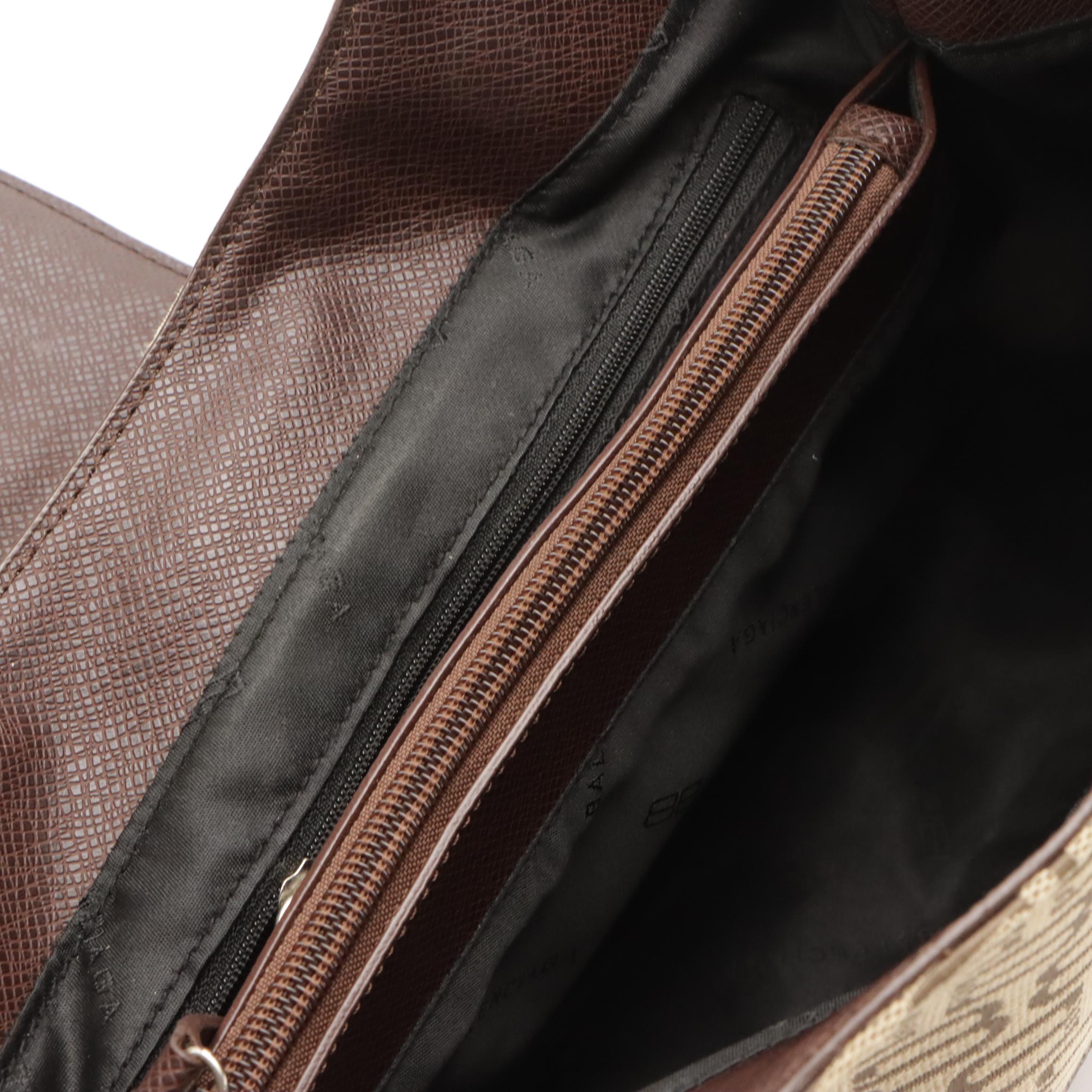 Balenciaga Shoulder Bag in Logo Jacquard Canvas with Leather Trim