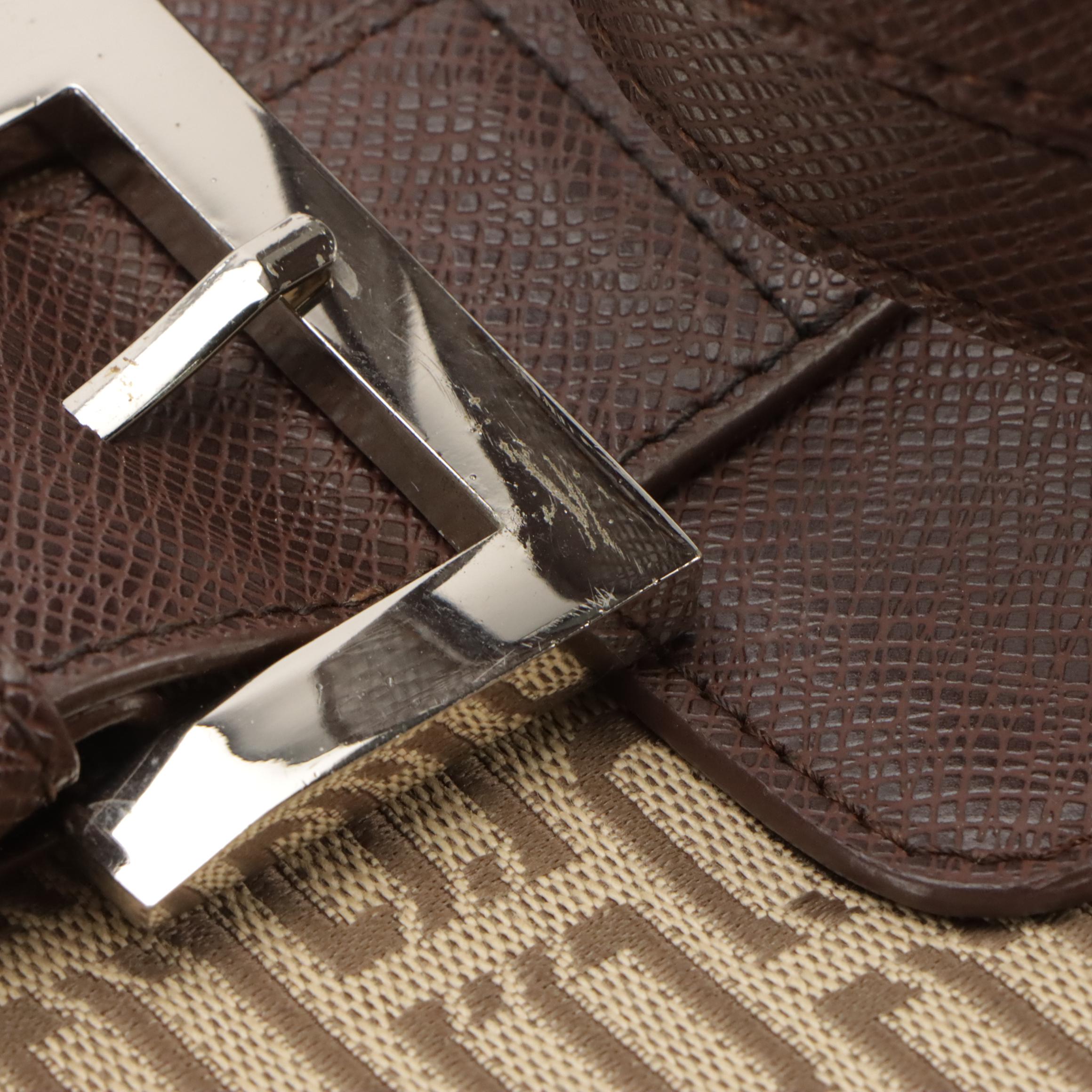 Balenciaga Shoulder Bag in Logo Jacquard Canvas with Leather Trim