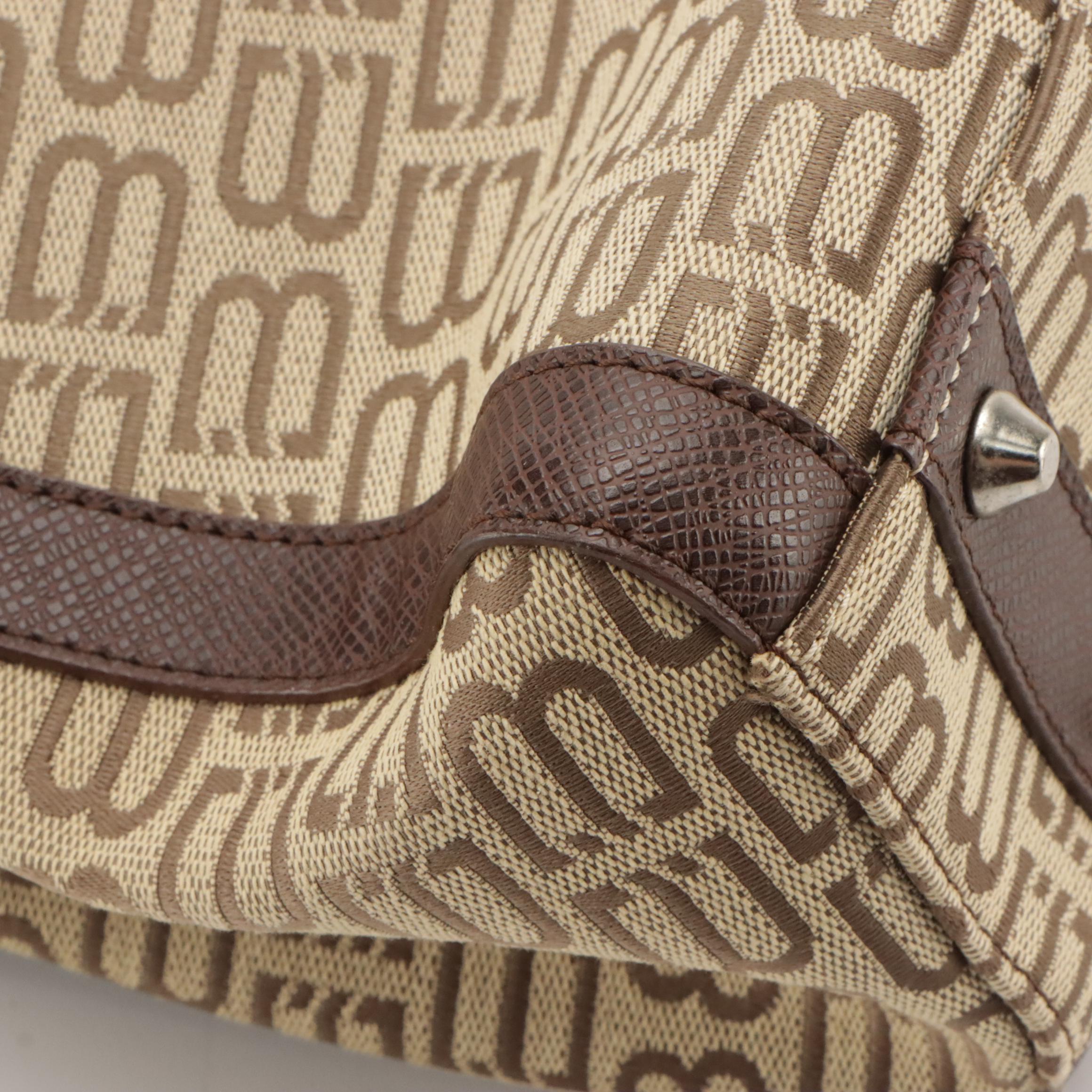 Balenciaga Shoulder Bag in Logo Jacquard Canvas with Leather Trim