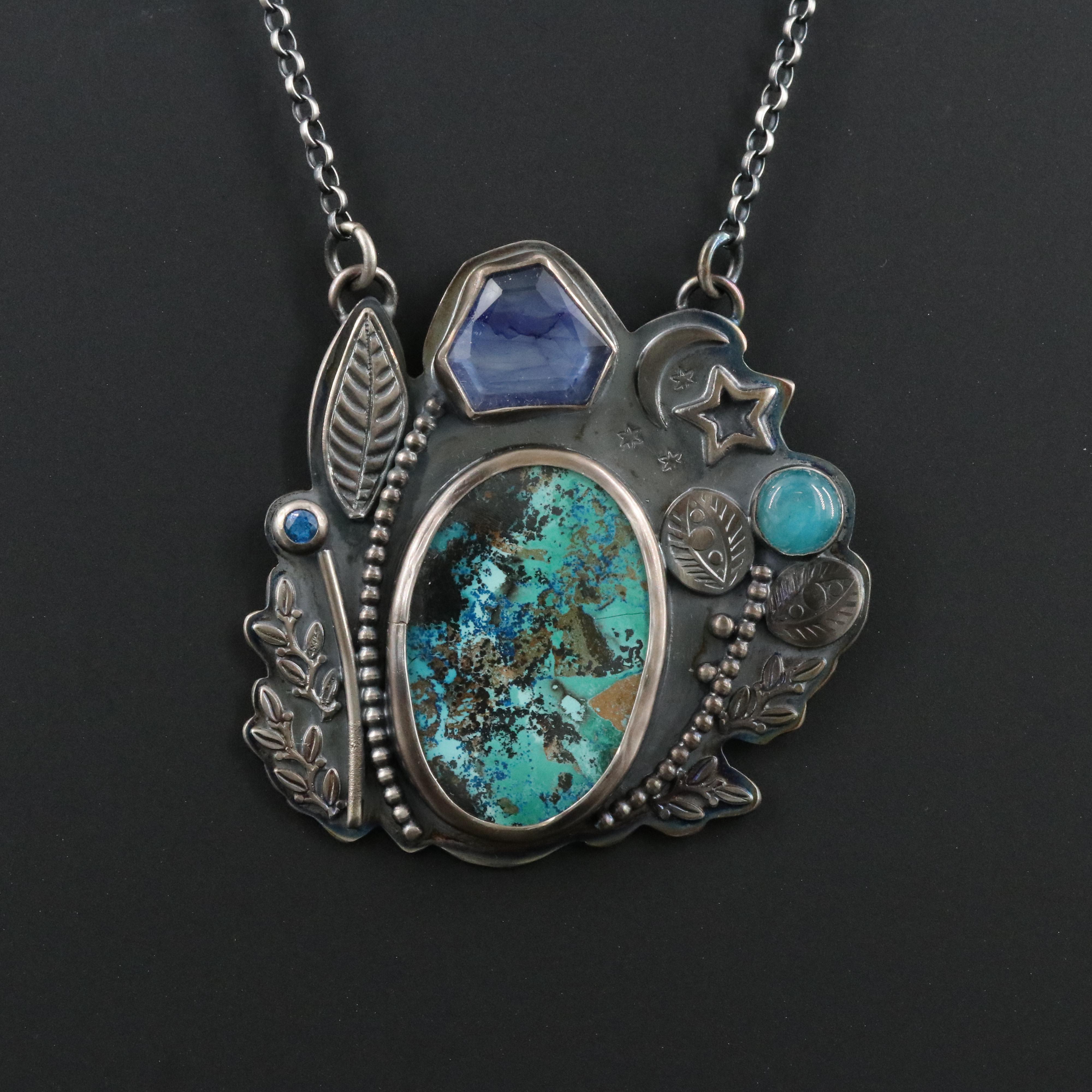 EON Sterling Eilat Stone, Filled Corundum and Calcite Necklace