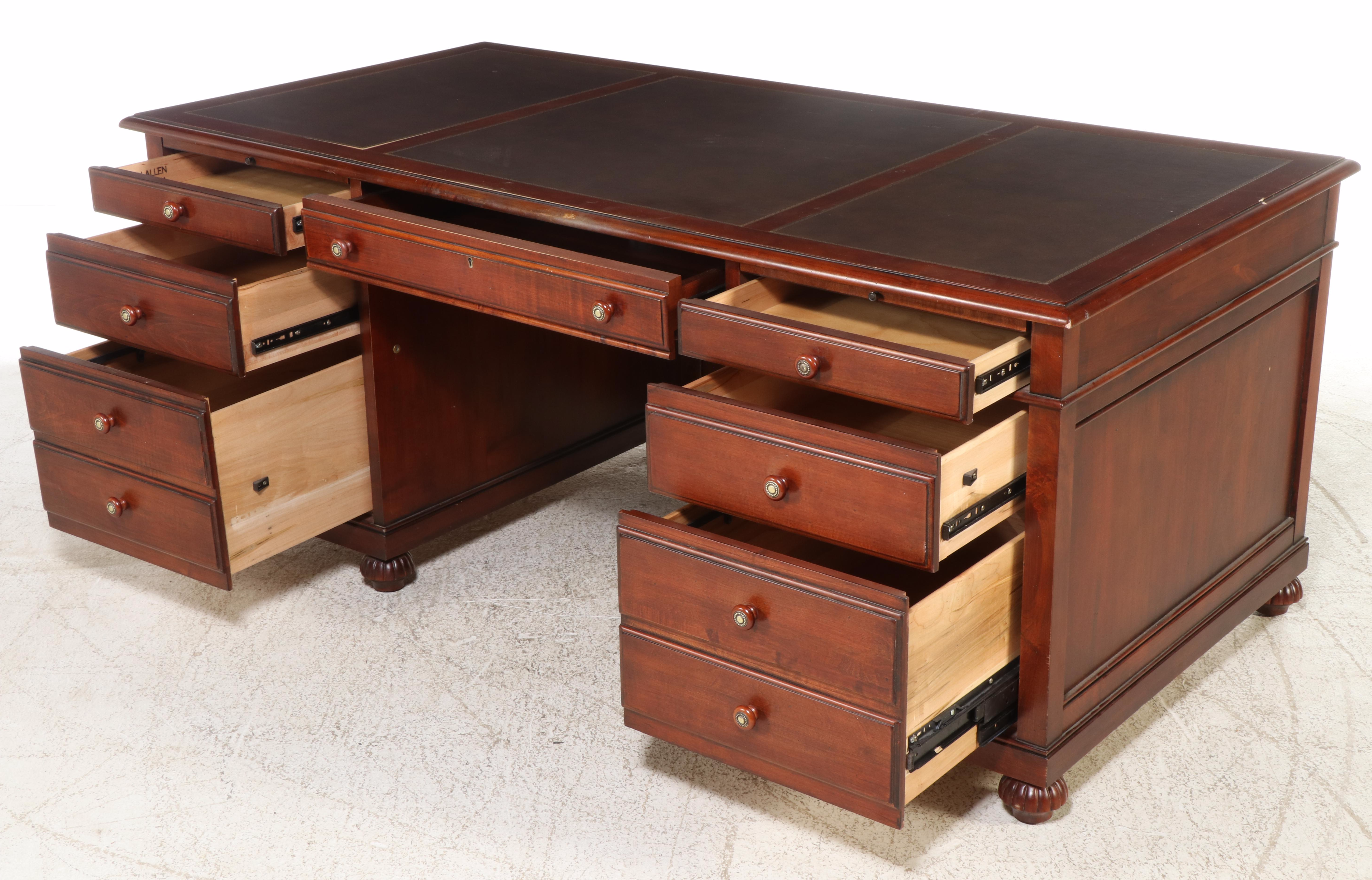 Ethan Allen "British Classics" Leather Top Mahogany Executive Desk