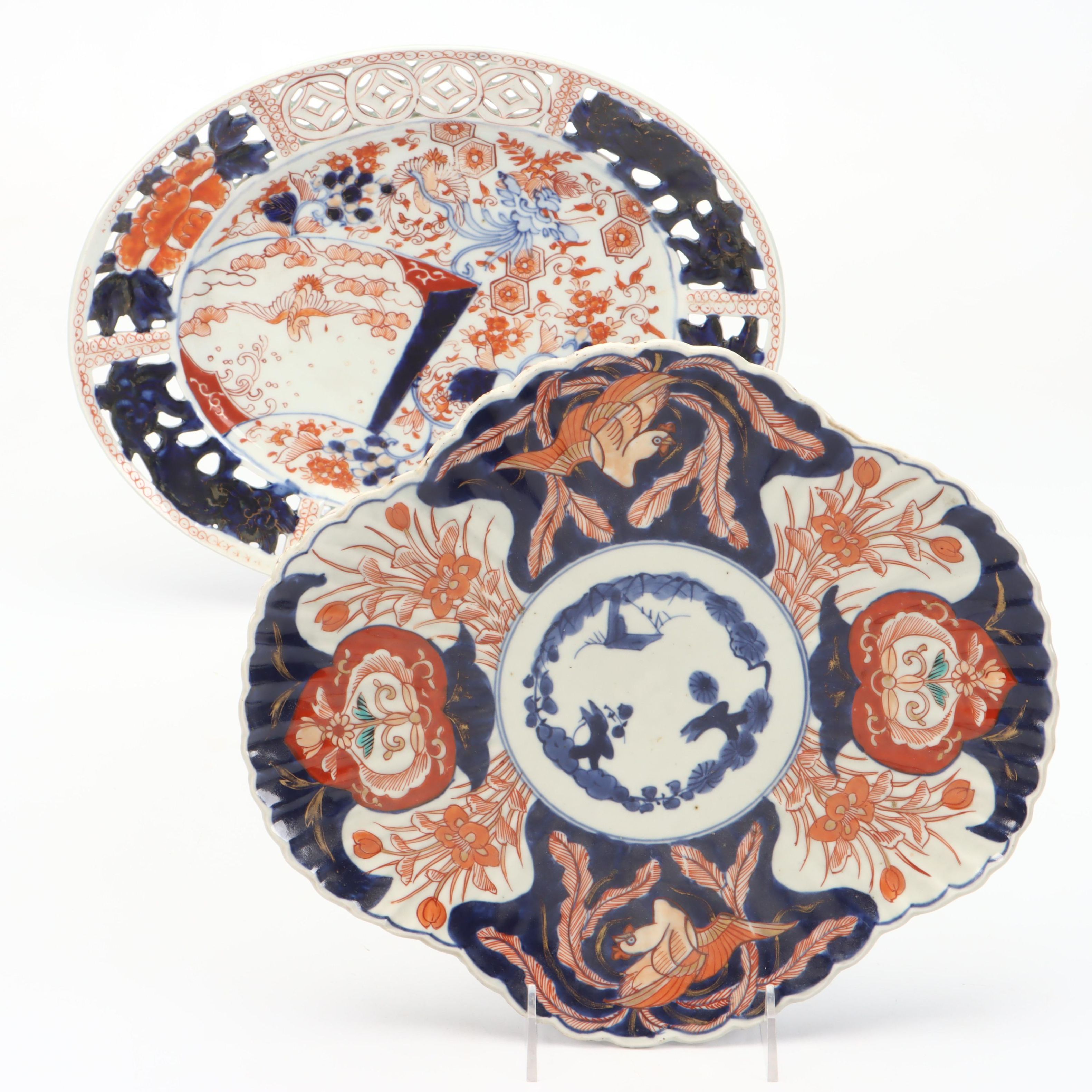 Chinese Pierced Rim and Japanese Imari Porcelain Platters