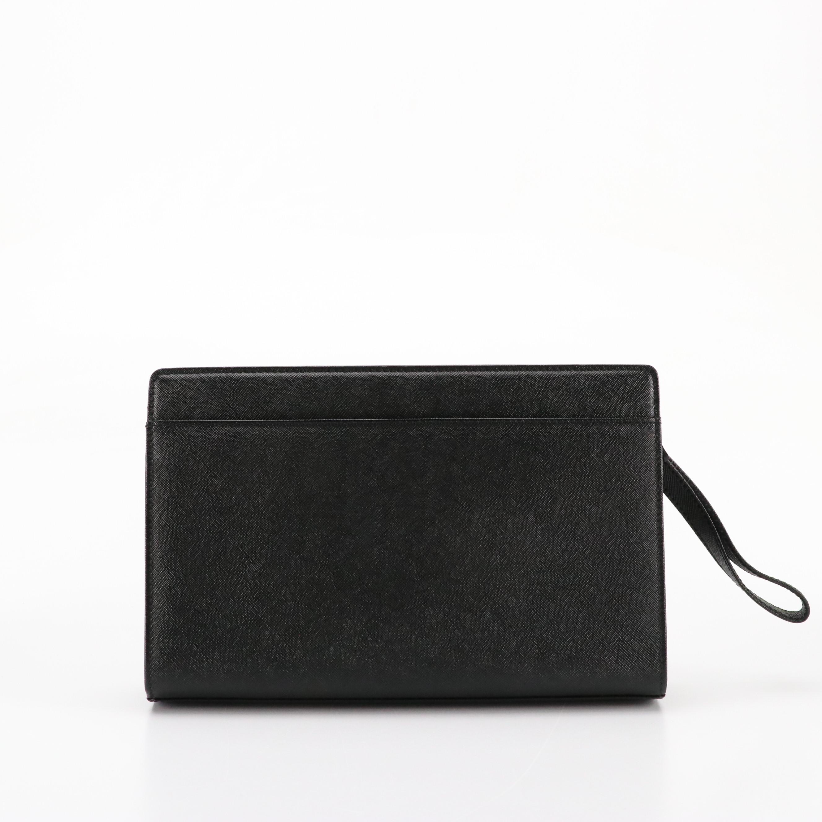 Burberry Wristlet Clutch in Black Leather