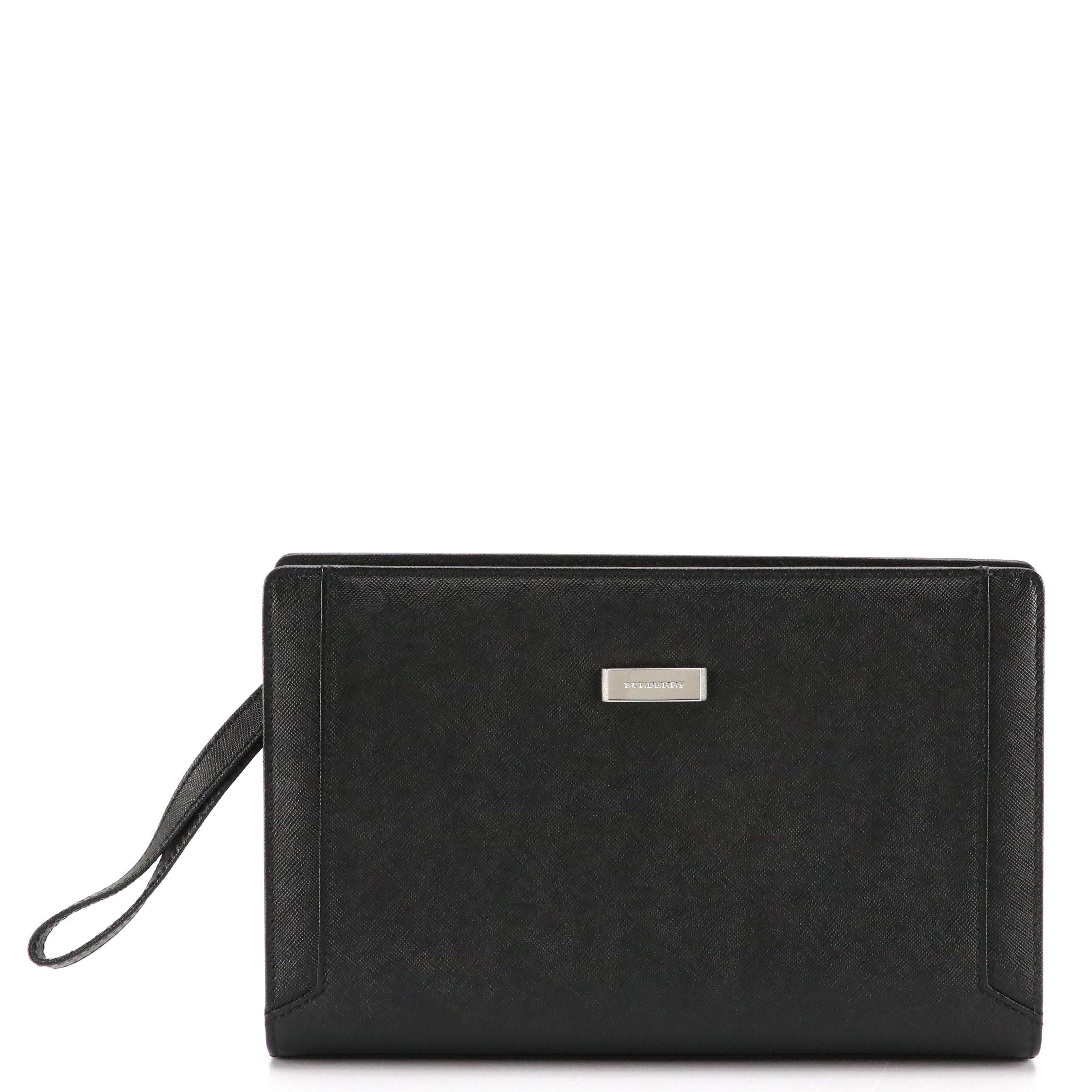 Burberry Wristlet Clutch in Black Leather