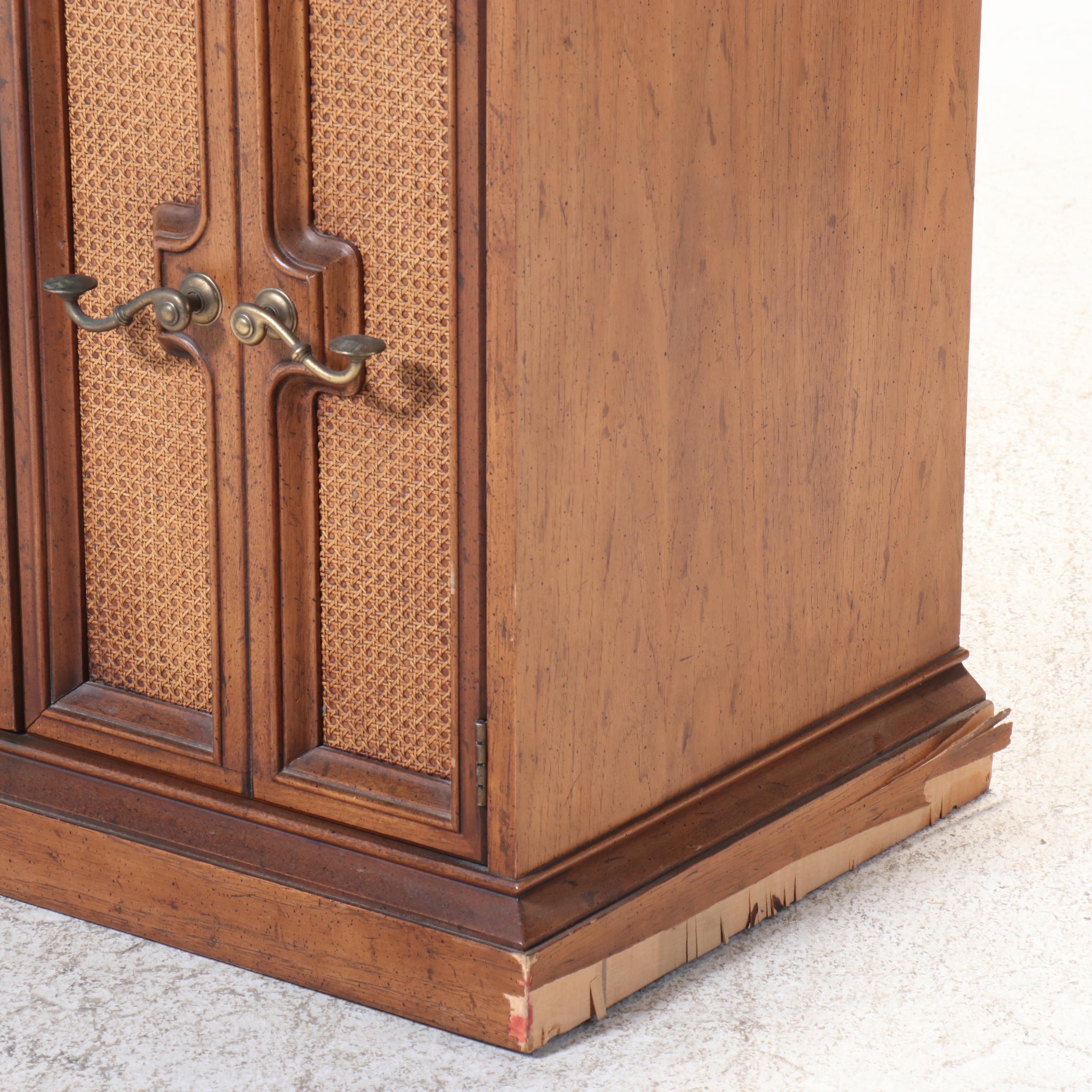 Drexel "Wellington Park" Oak, Walnut, and Caned Credenza, Circa 1970