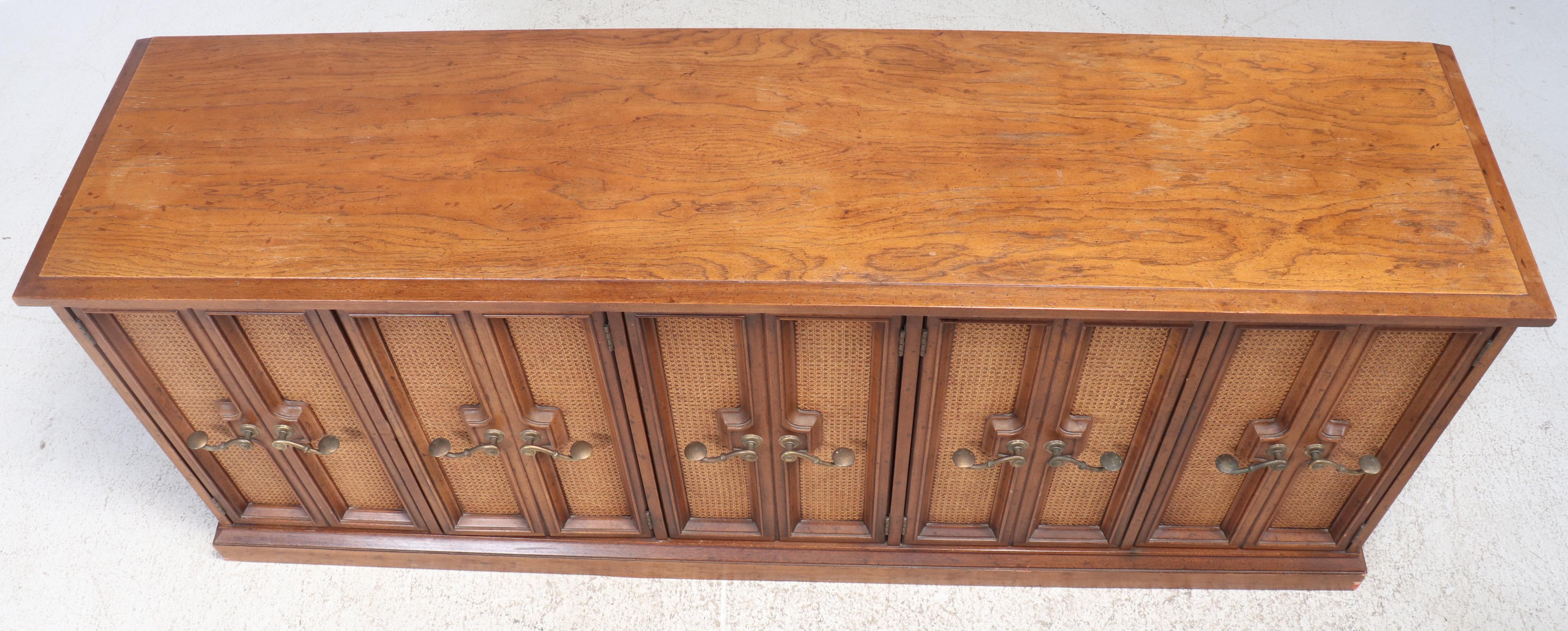 Drexel "Wellington Park" Oak, Walnut, and Caned Credenza, Circa 1970
