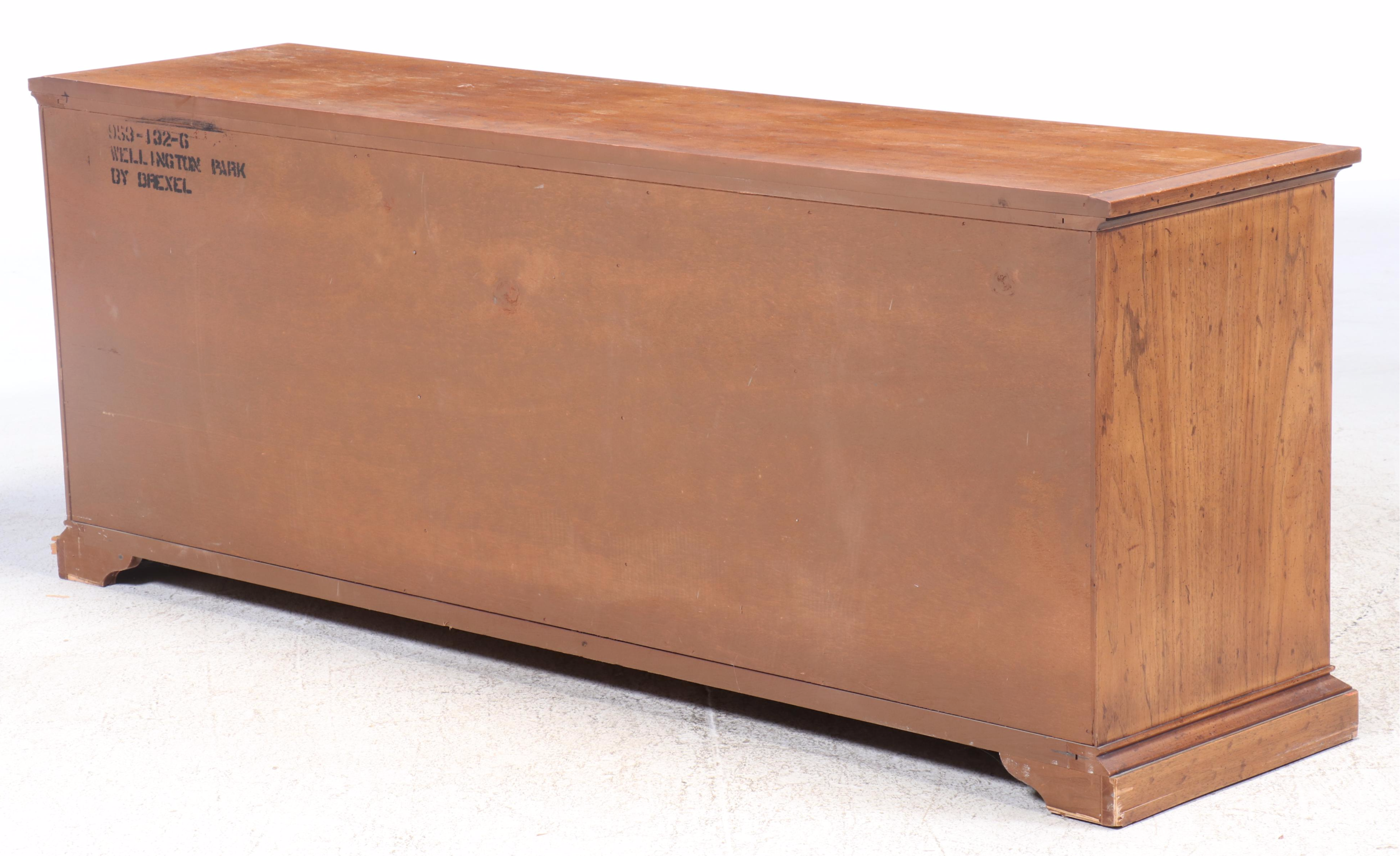 Drexel "Wellington Park" Oak, Walnut, and Caned Credenza, Circa 1970