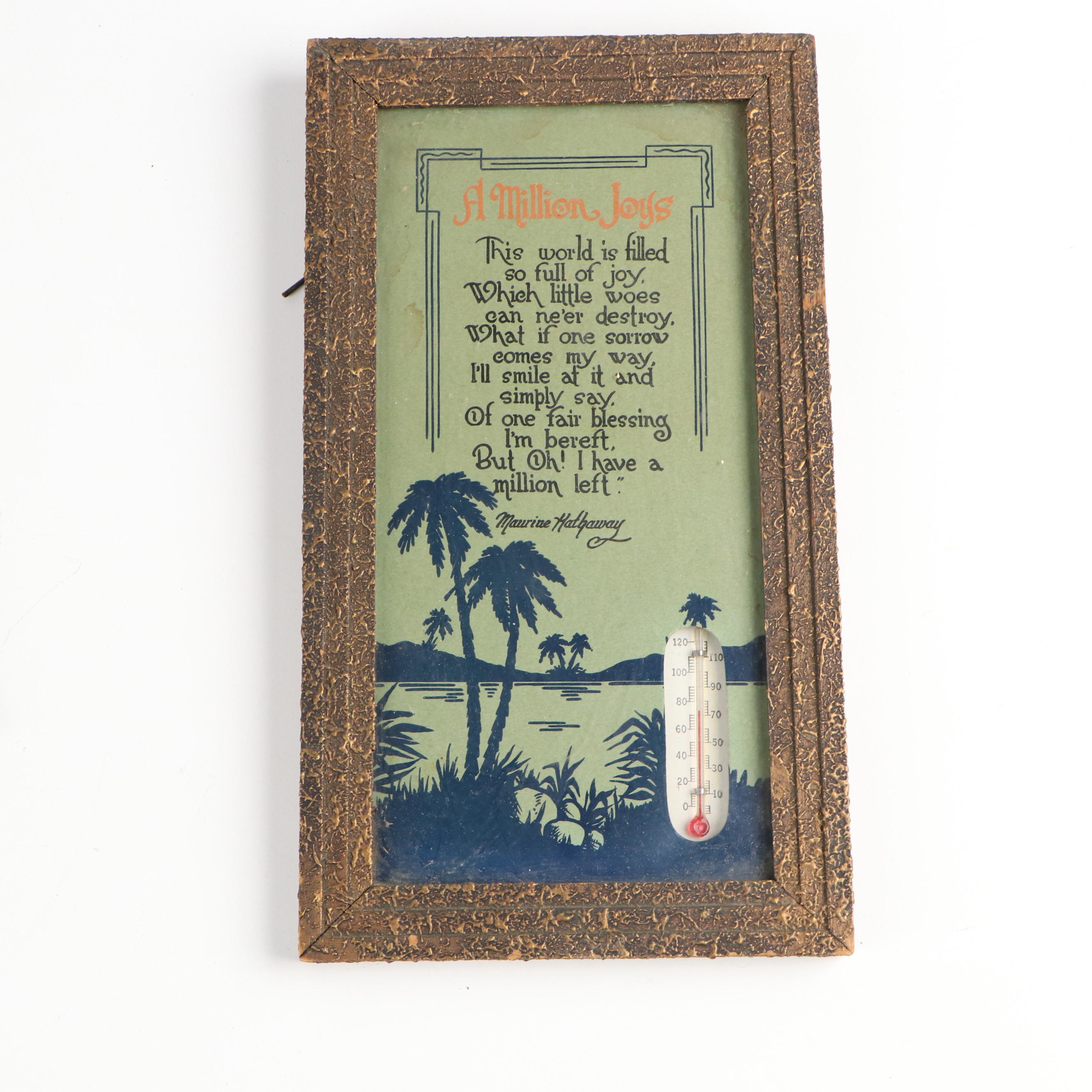 Framed Advertising and Other Paper Backed Thermometers and Calendars, Mid-20th C