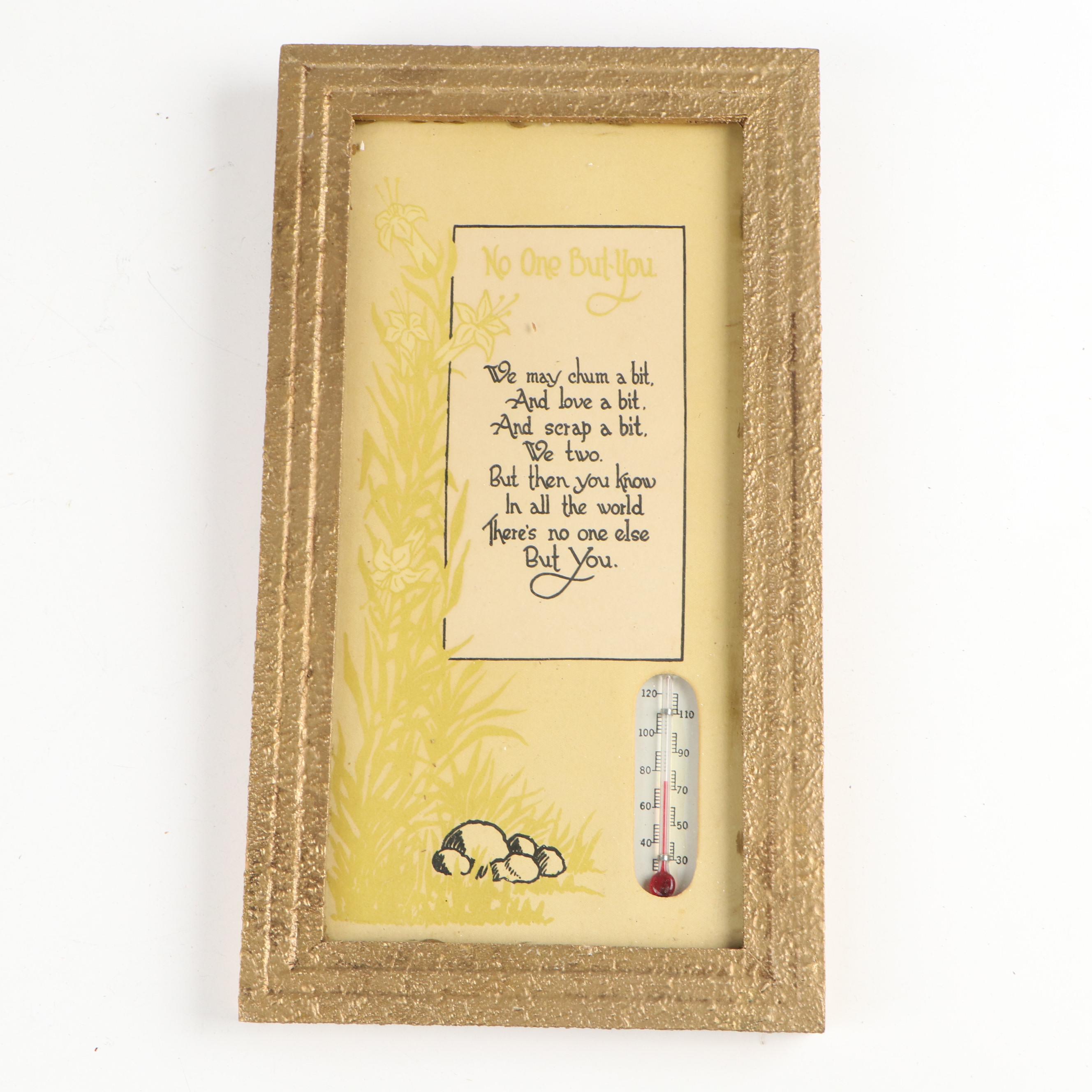 Framed Advertising and Other Paper Backed Thermometers and Calendars, Mid-20th C