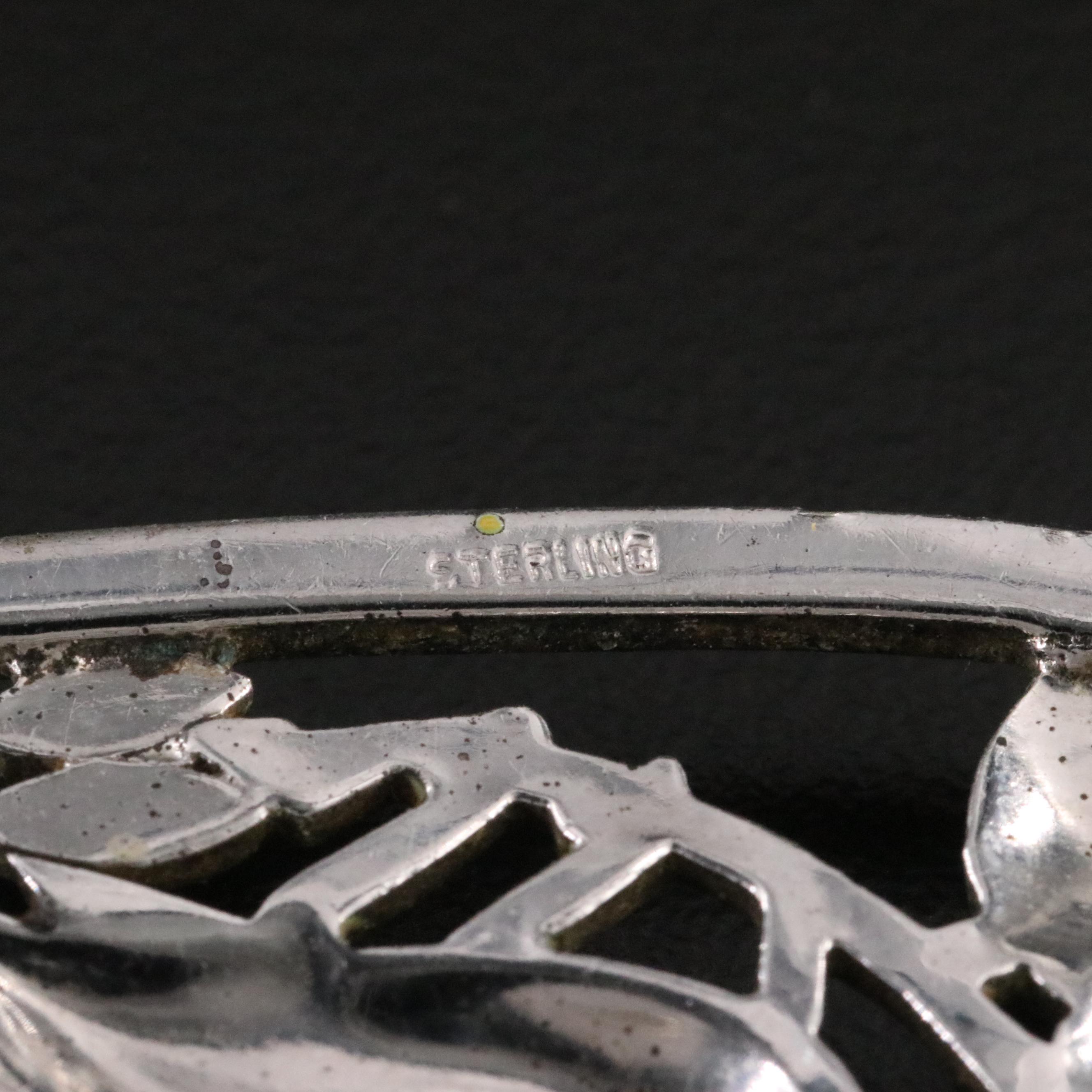 Sterling Enamel and Marcasite Bird Brooch