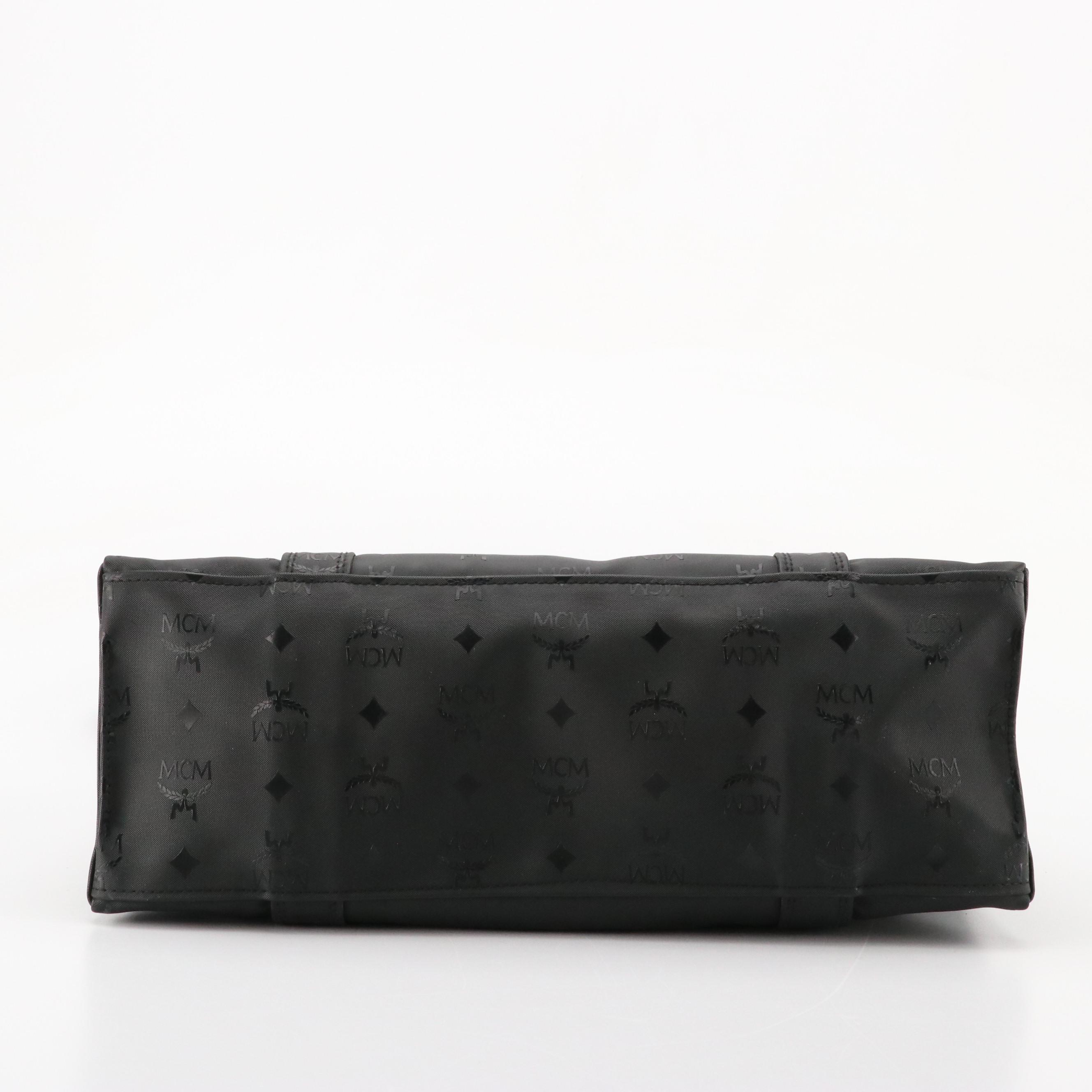 MCM Black Visetos Nylon Canvas Shoulder Tote