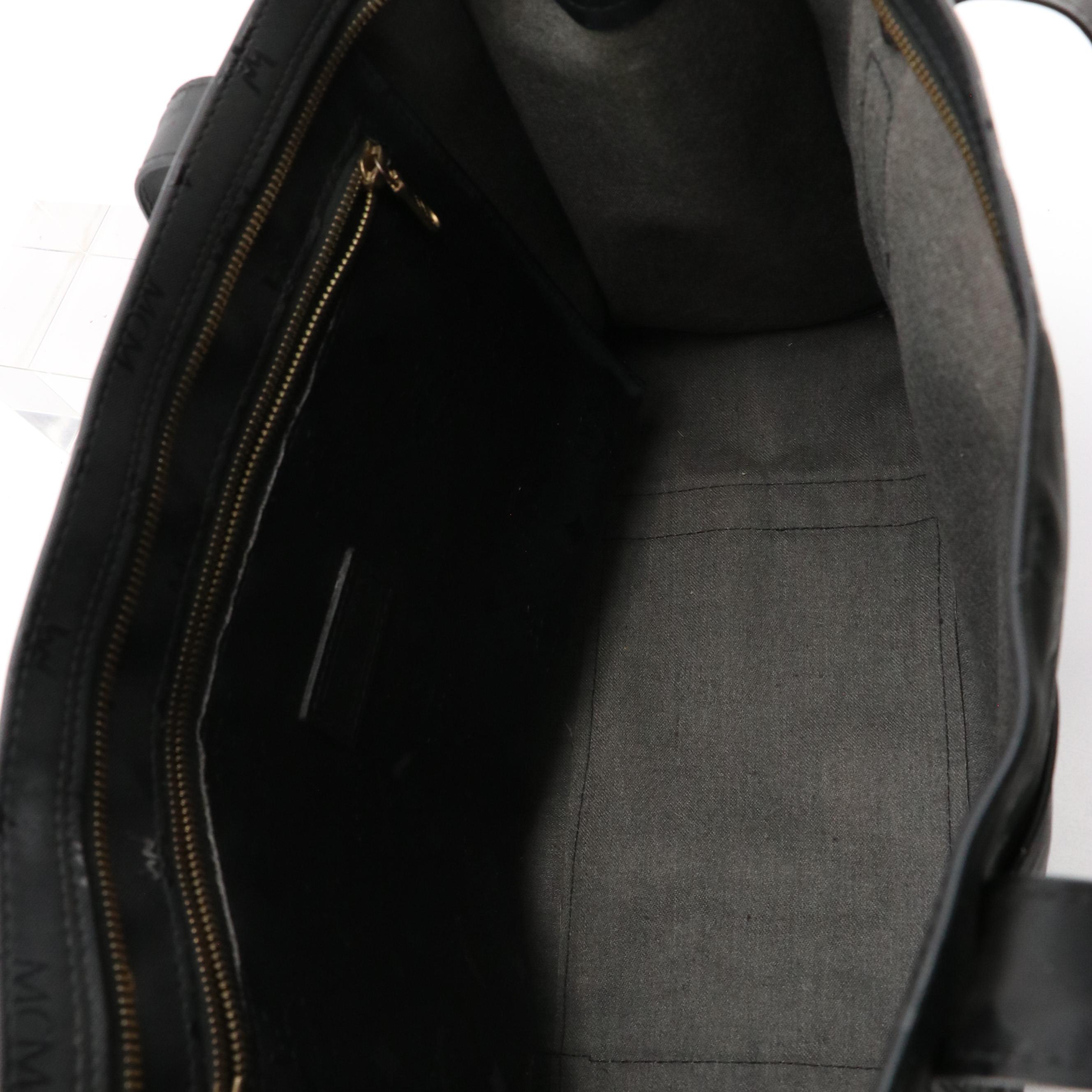 MCM Black Visetos Nylon Canvas Shoulder Tote