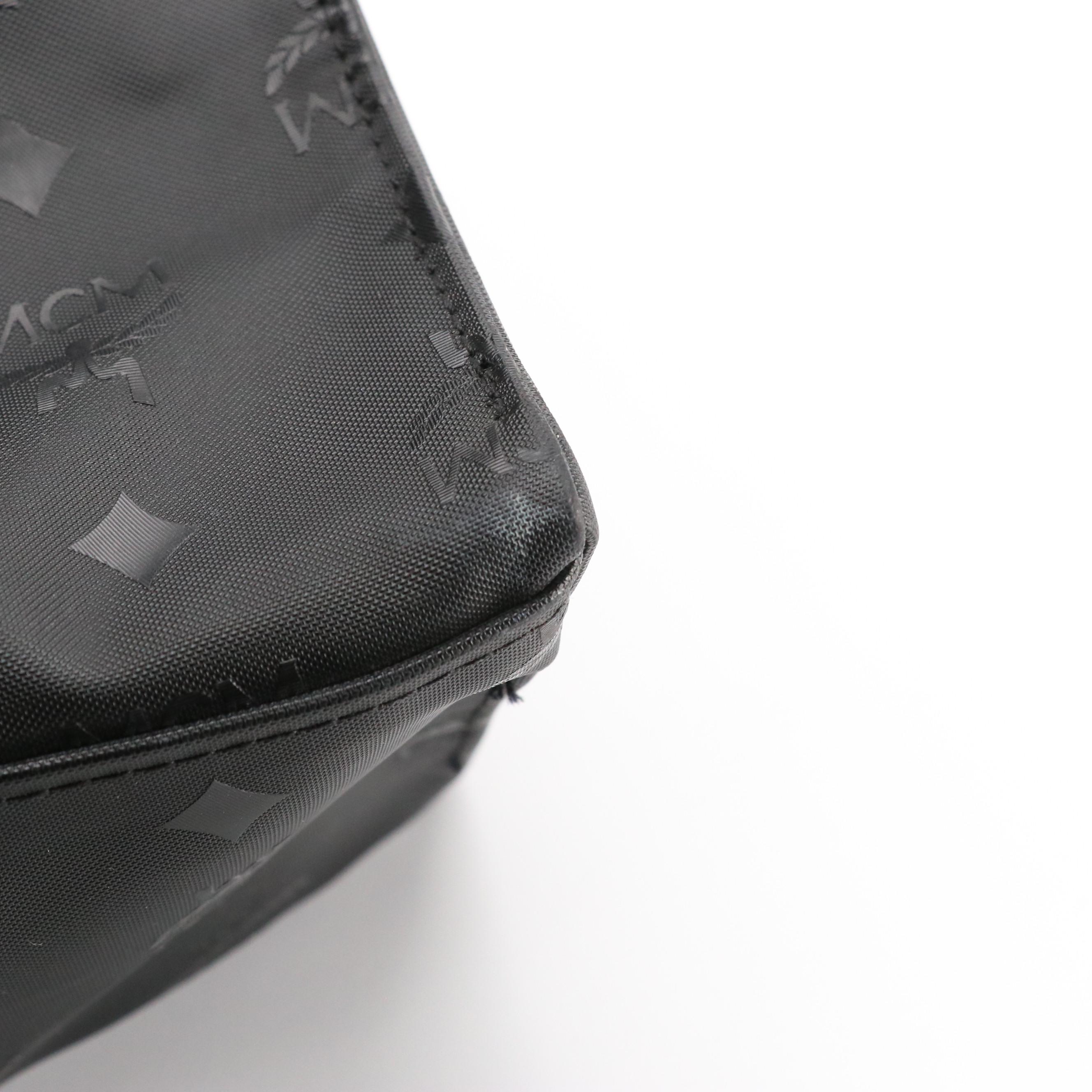 MCM Black Visetos Nylon Canvas Shoulder Tote