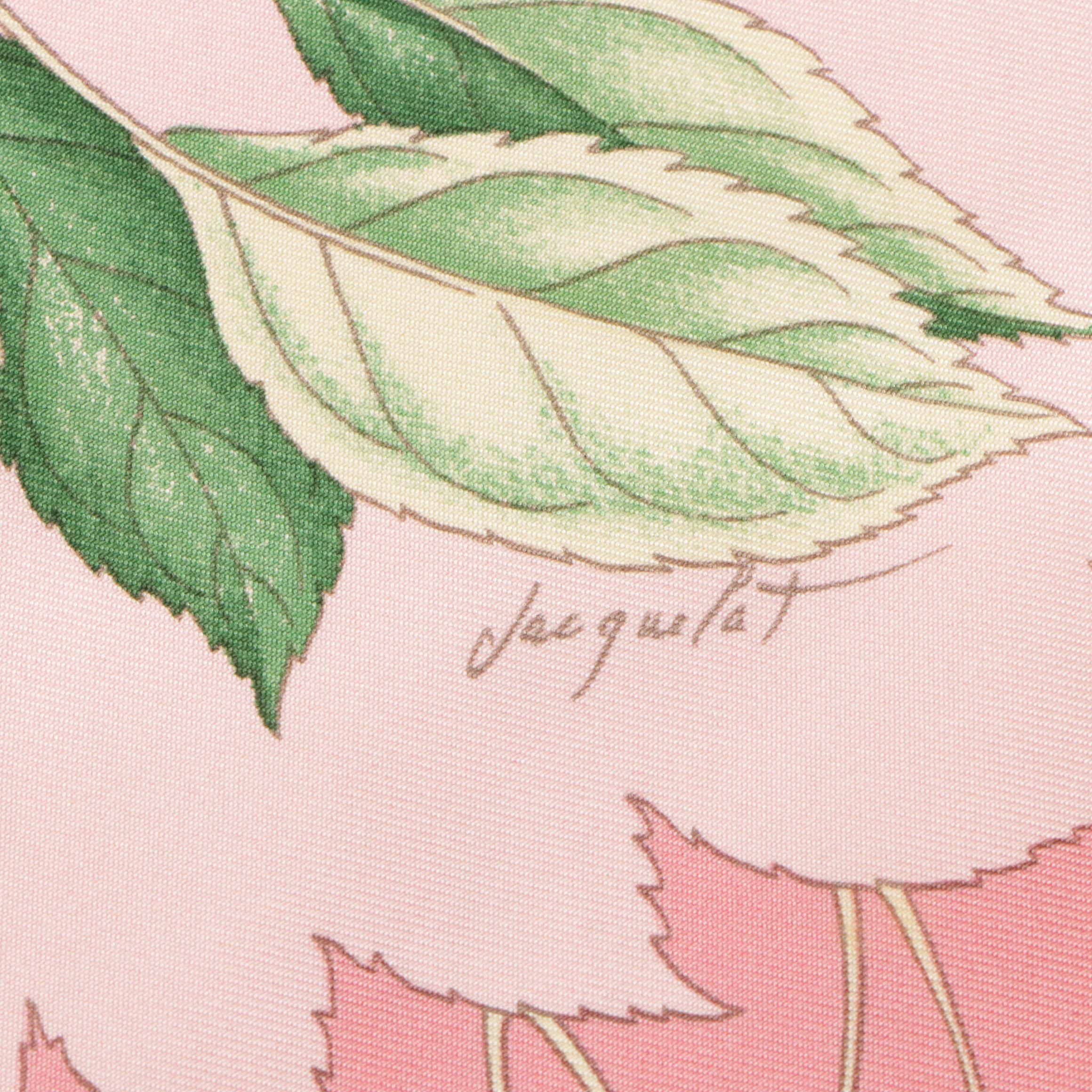 Hermès "Les Merises" Scarf 90 in Pink Silk Twill