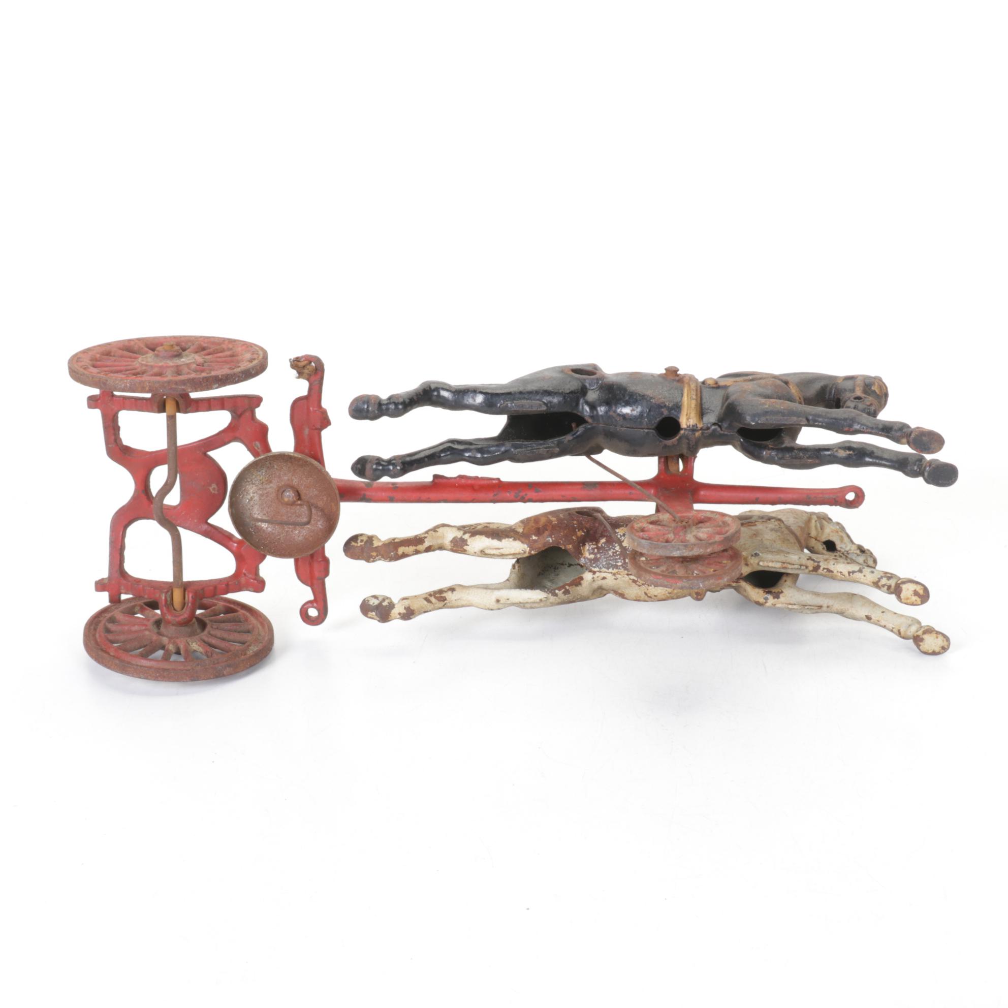 Cast Iron Horse Drawn Trailer Toy, Early to Mid-20th Century