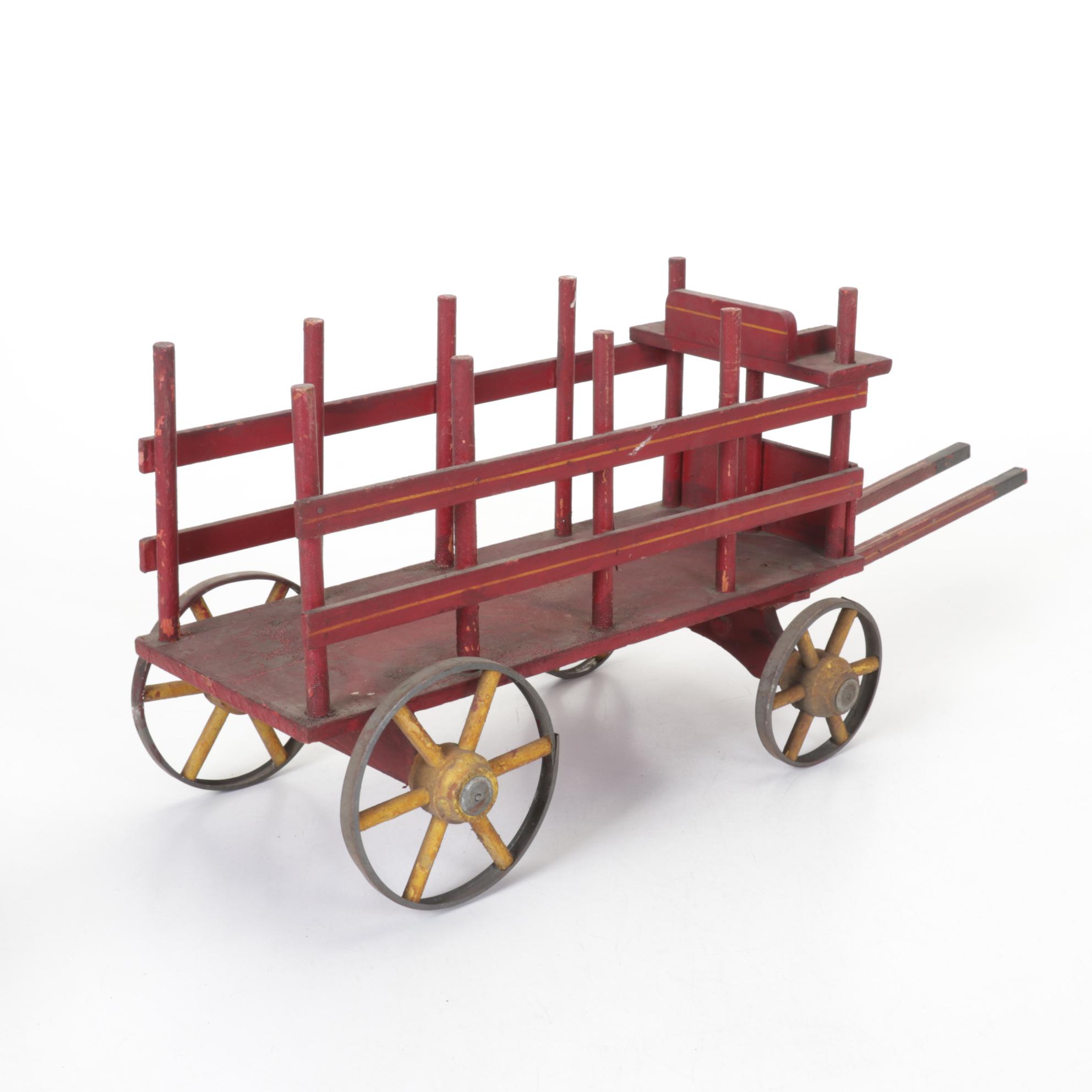 Cast Iron Horse Drawn Trailer Toy, Early to Mid-20th Century