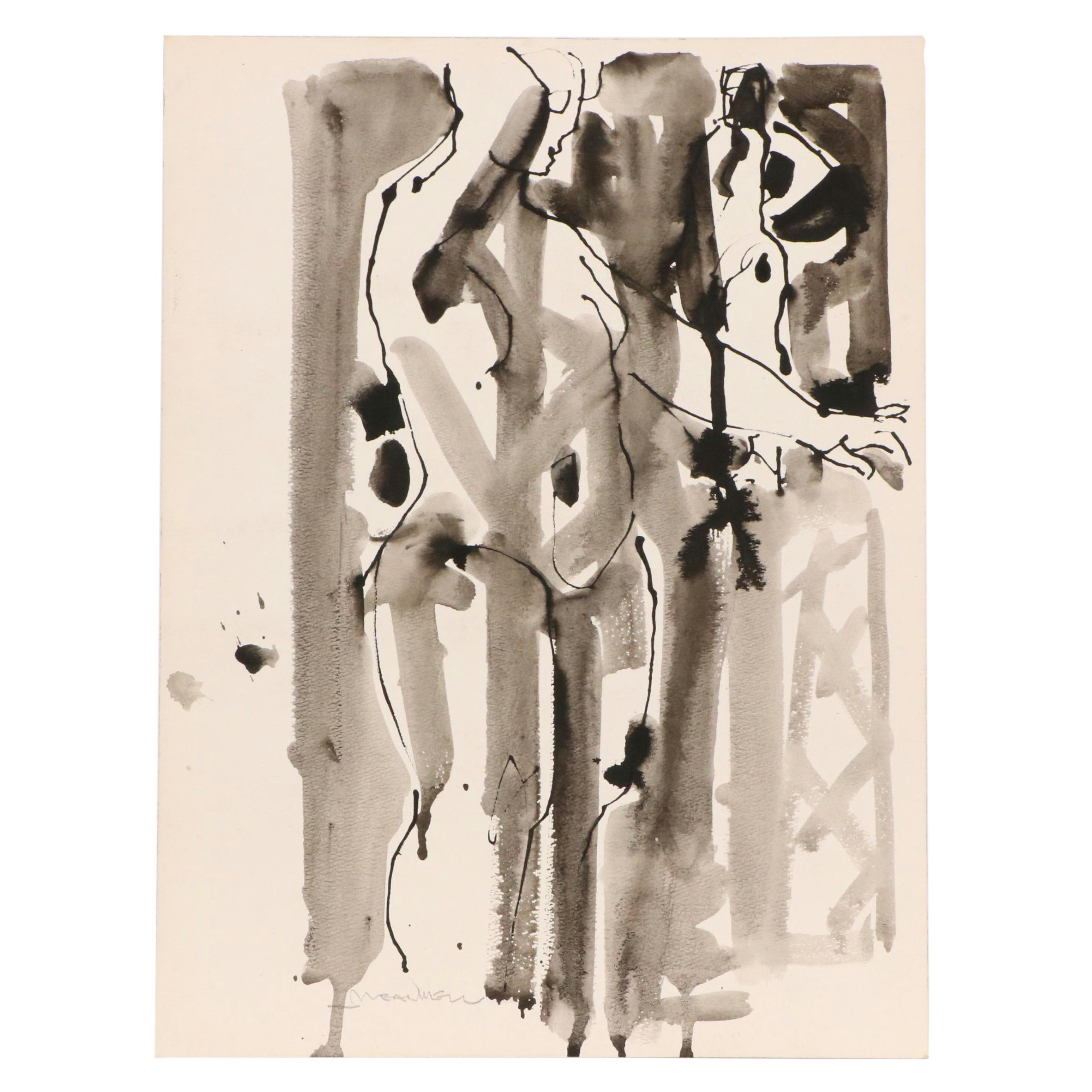 Jack Meanwell Ink Wash Figure Painting
