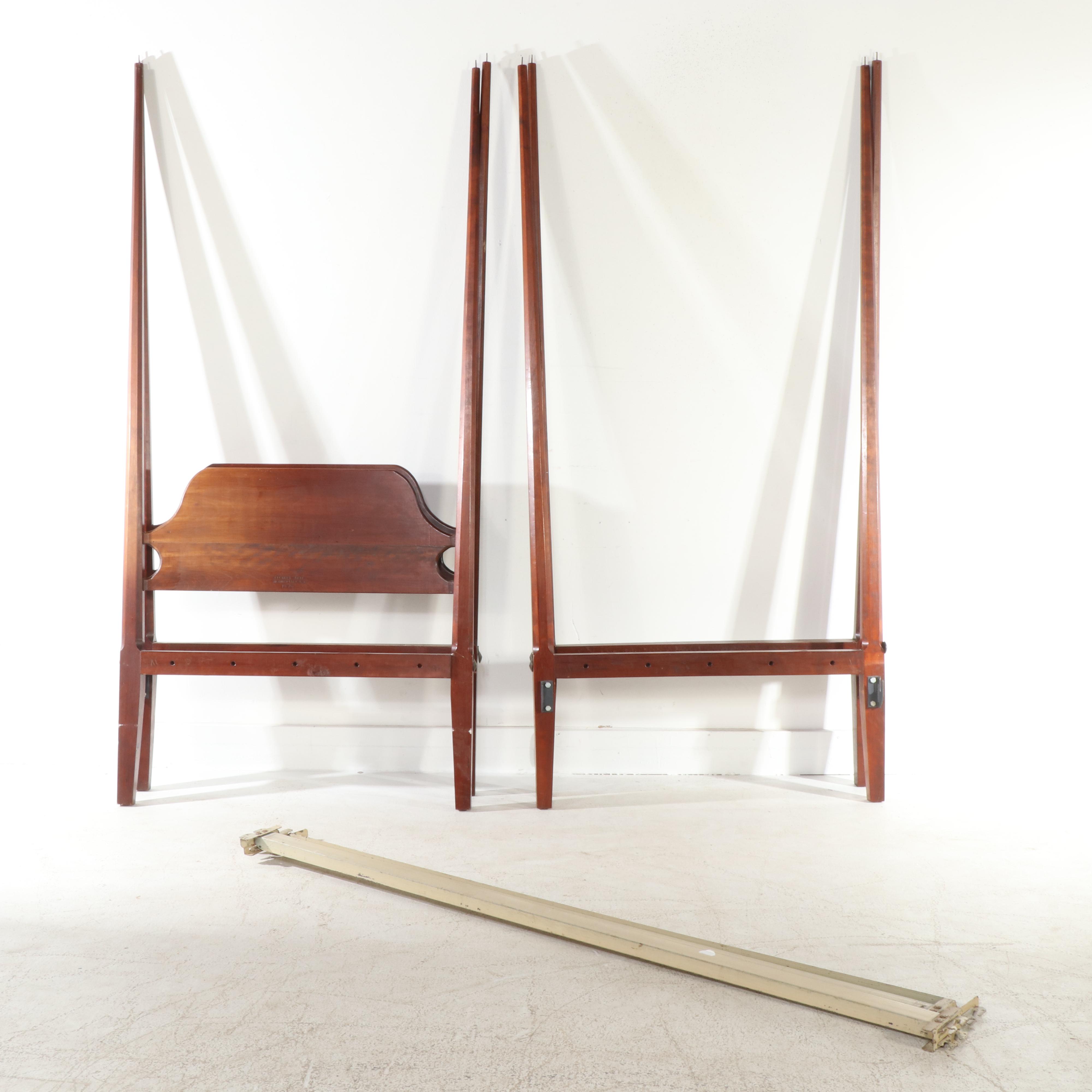 Pair of Richard Bury Federal Style Twin Size Four-Poster Bed Frames, Late 20th C
