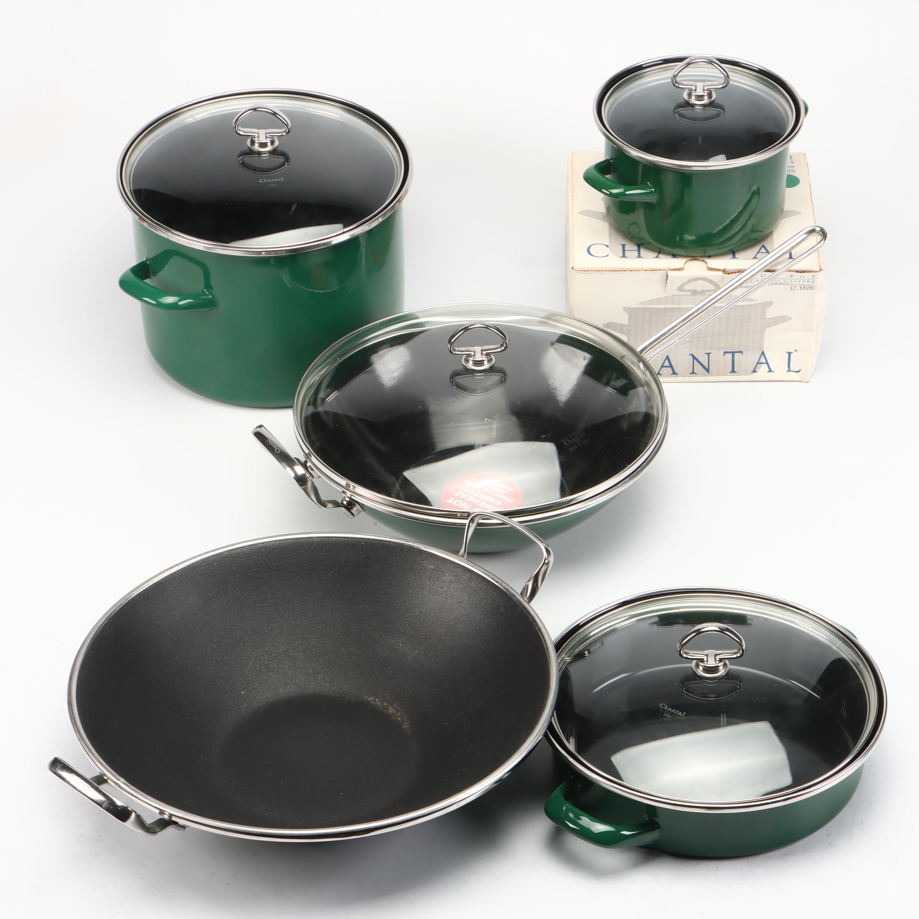 Chantal Green Enameled Pots and Pans