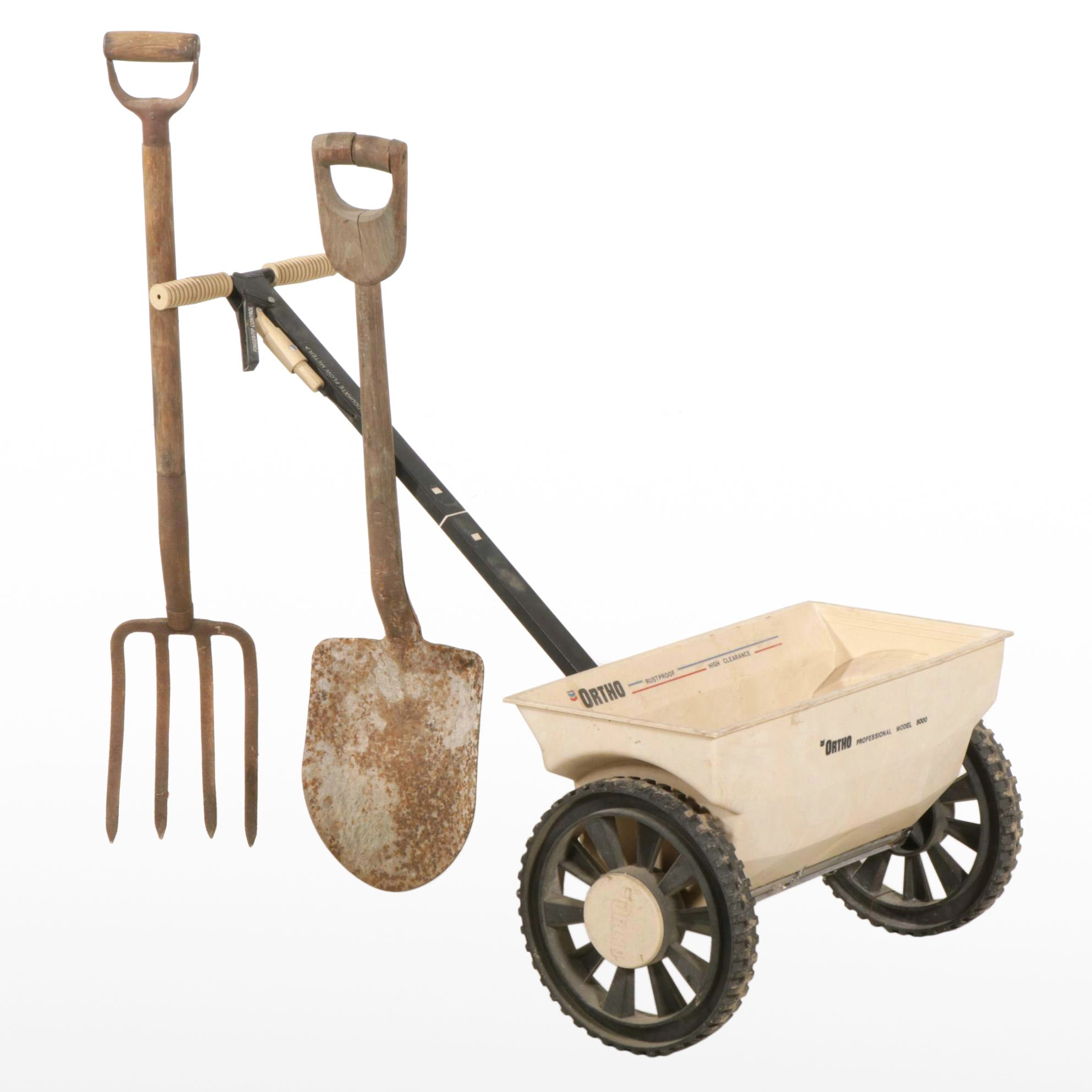 Ortho Professional Model 5000 Seed Spreader with Shovel and Spading Fork