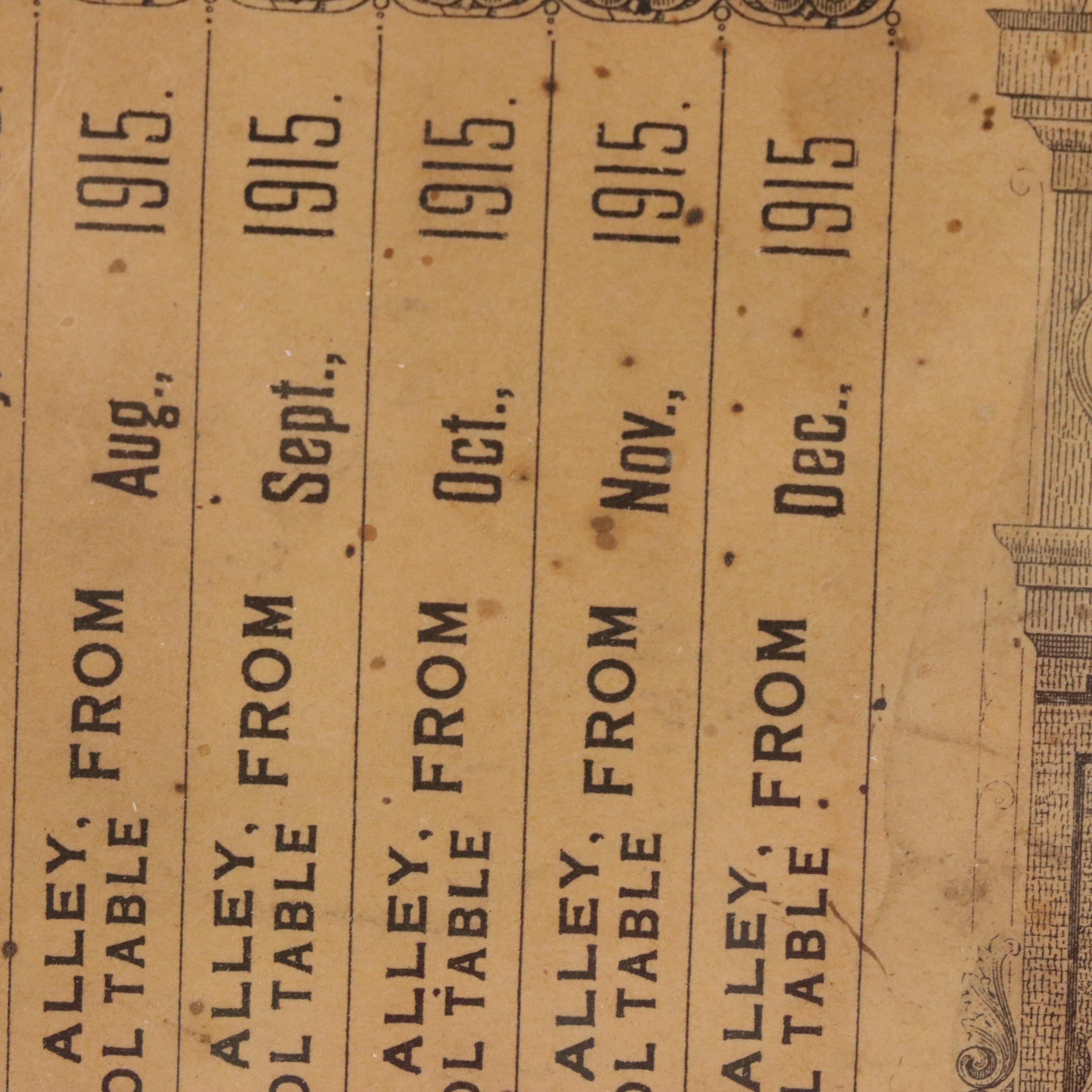 Internal Revenue Bowling Alley or Billiard Room Special Tax Stamp Document, 1916