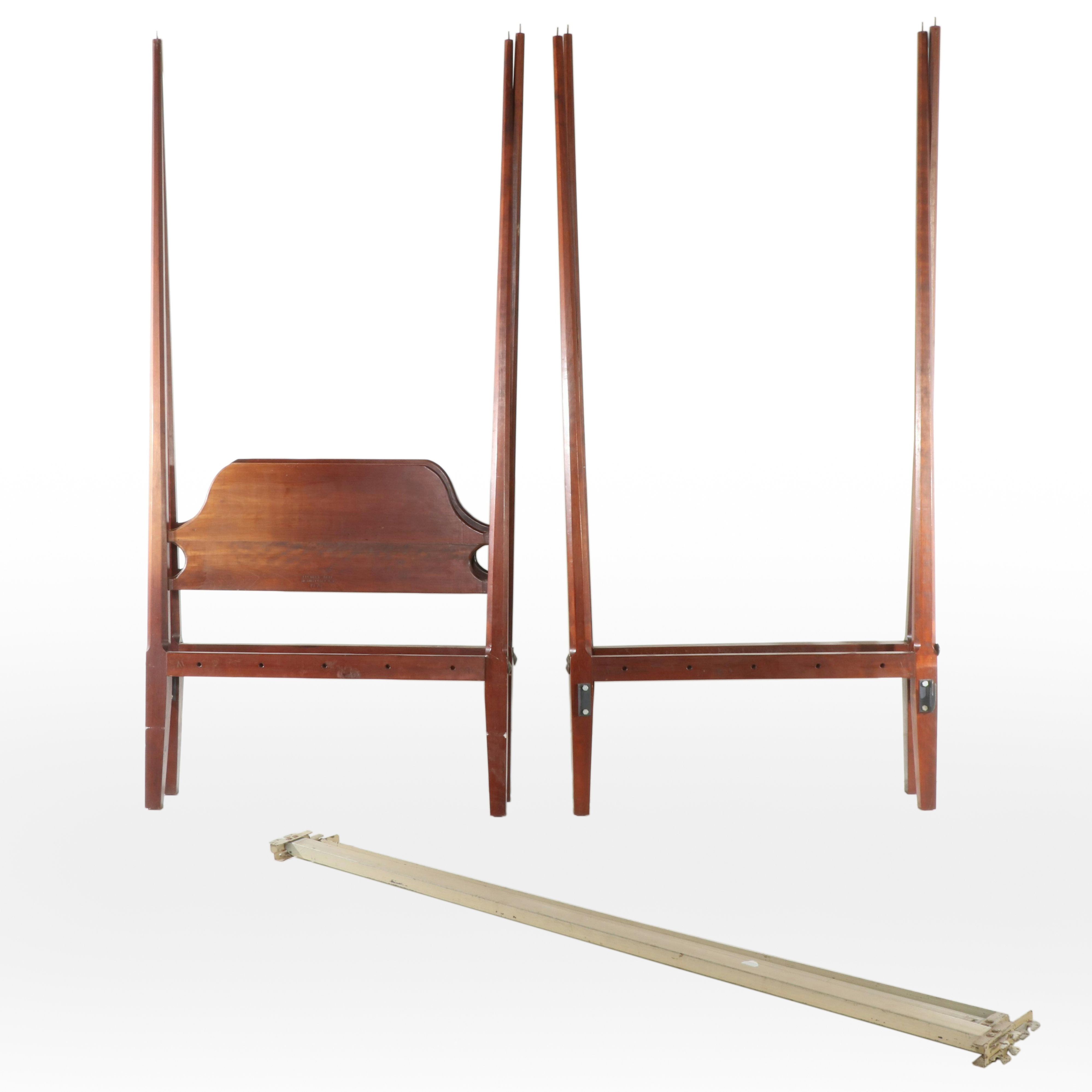 Pair of Richard Bury Federal Style Twin Size Four-Poster Bed Frames, Late 20th C