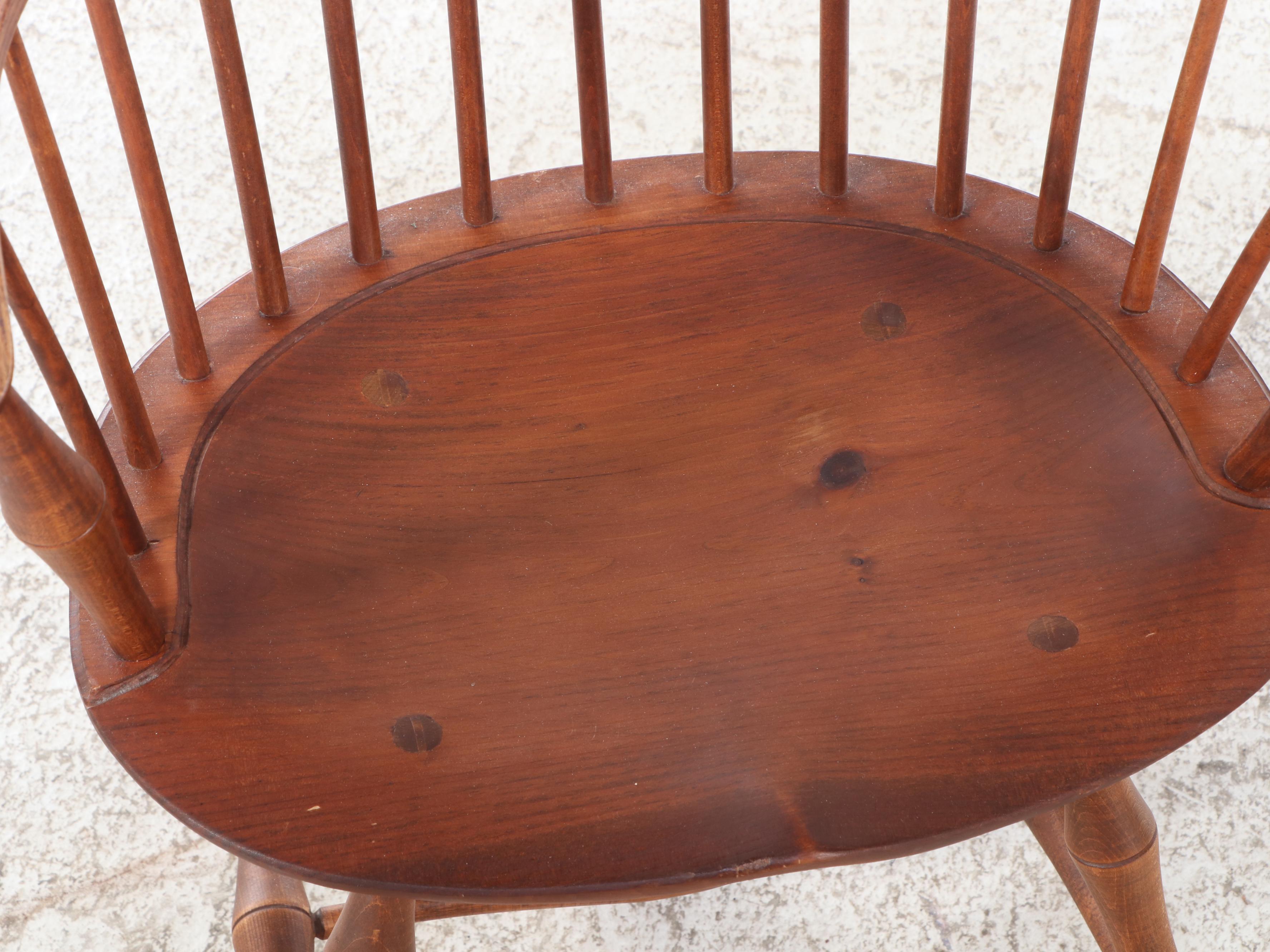 Four D.R. Dimes Colonial Style Oak, Maple, and Pine Sack-Back Windsor Armchairs