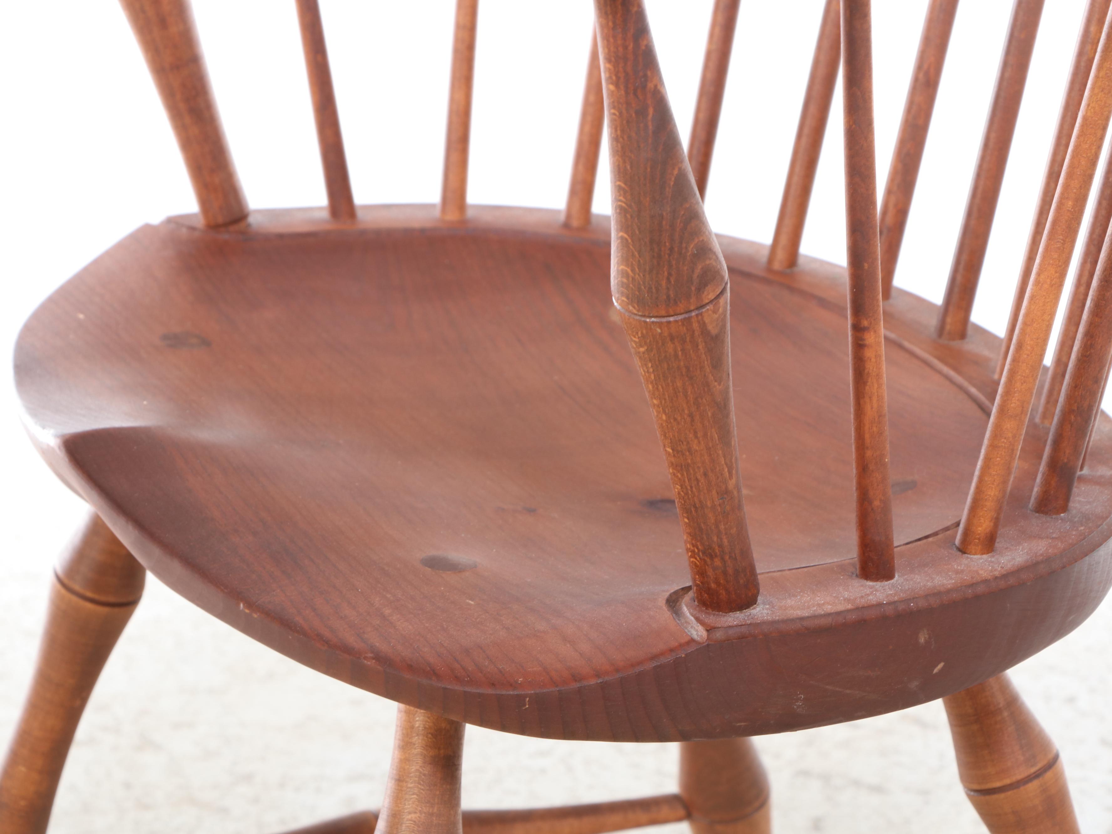 Four D.R. Dimes Colonial Style Oak, Maple, and Pine Sack-Back Windsor Armchairs