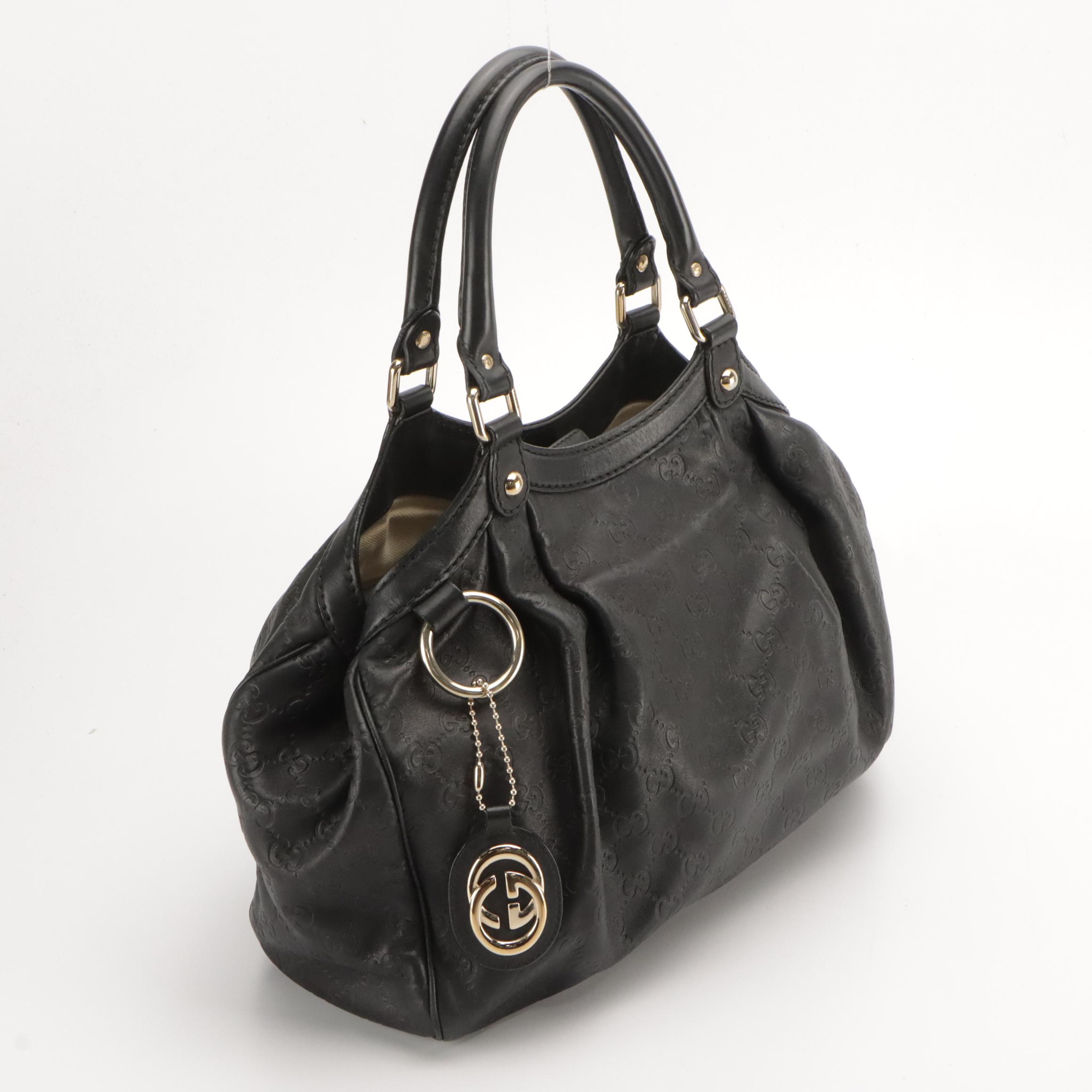 Gucci Medium Sukey Top Handle Tote in Black Guccissima Leather