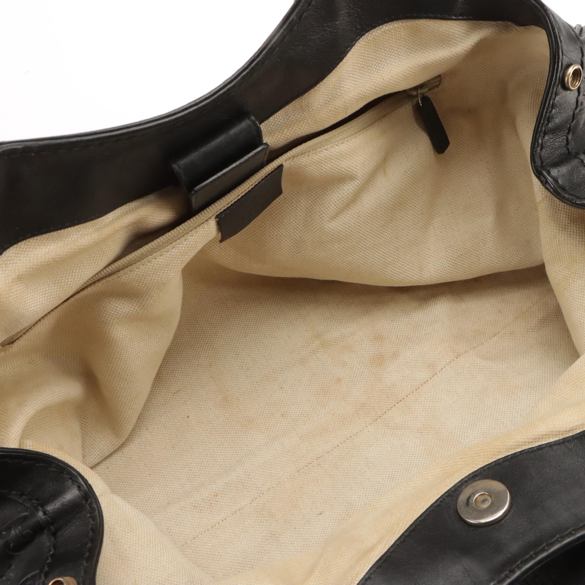 Gucci Medium Sukey Top Handle Tote in Black Guccissima Leather